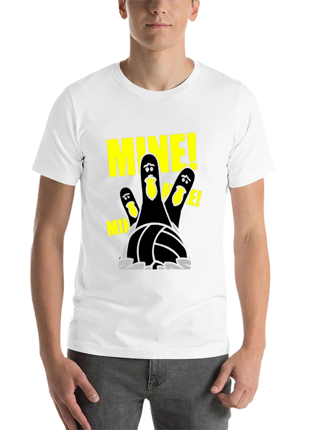 Black Funny Bowling Pins "MINE" T-Shirt view 14