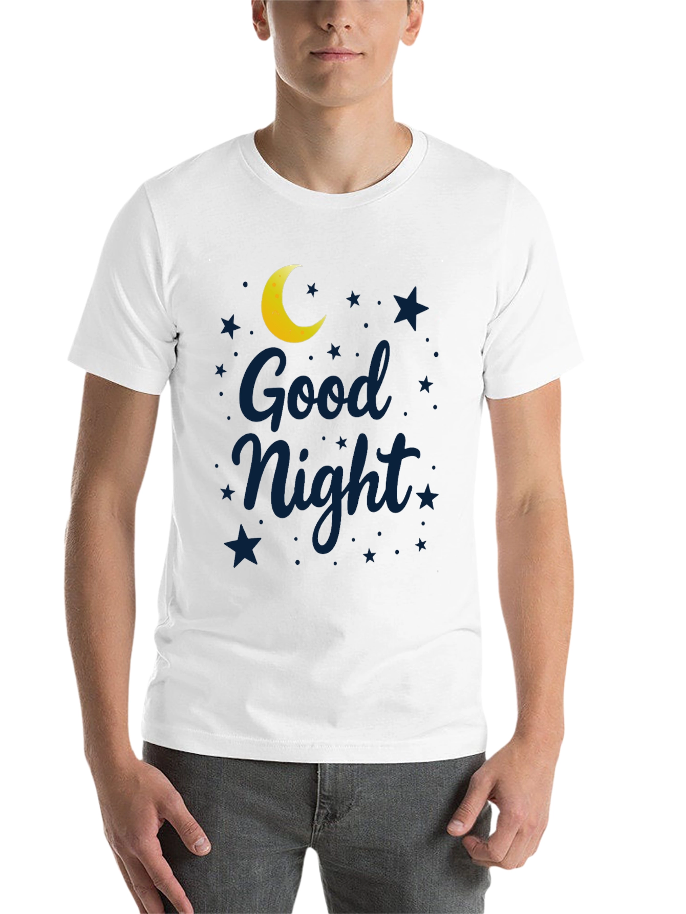 Black Good Night Moon & Stars Graphic Black T-Shirt view 14