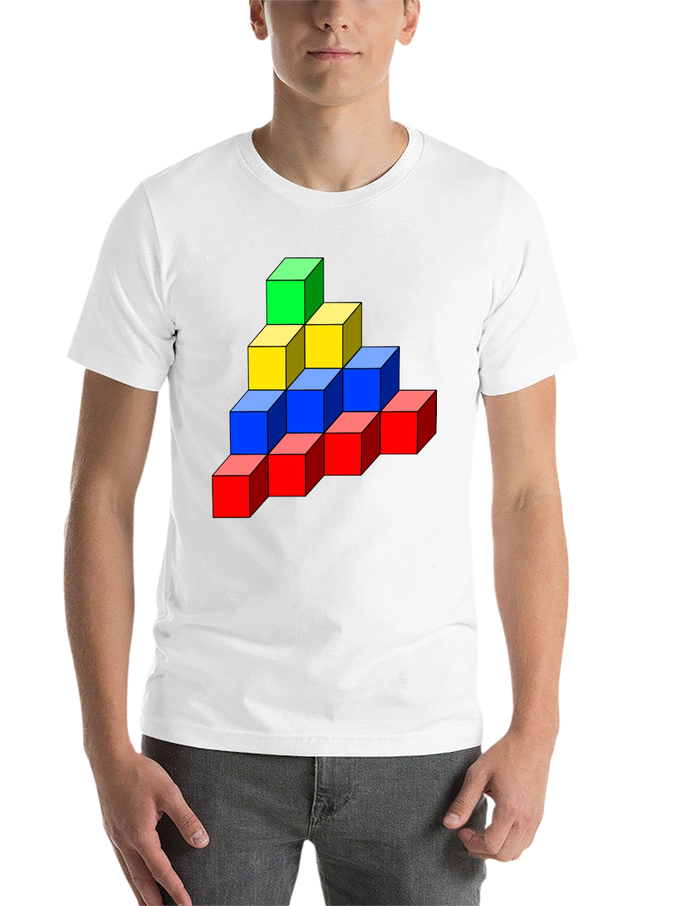 Black Colorful Cube Stack Graphic Tee - Unique Design view 14