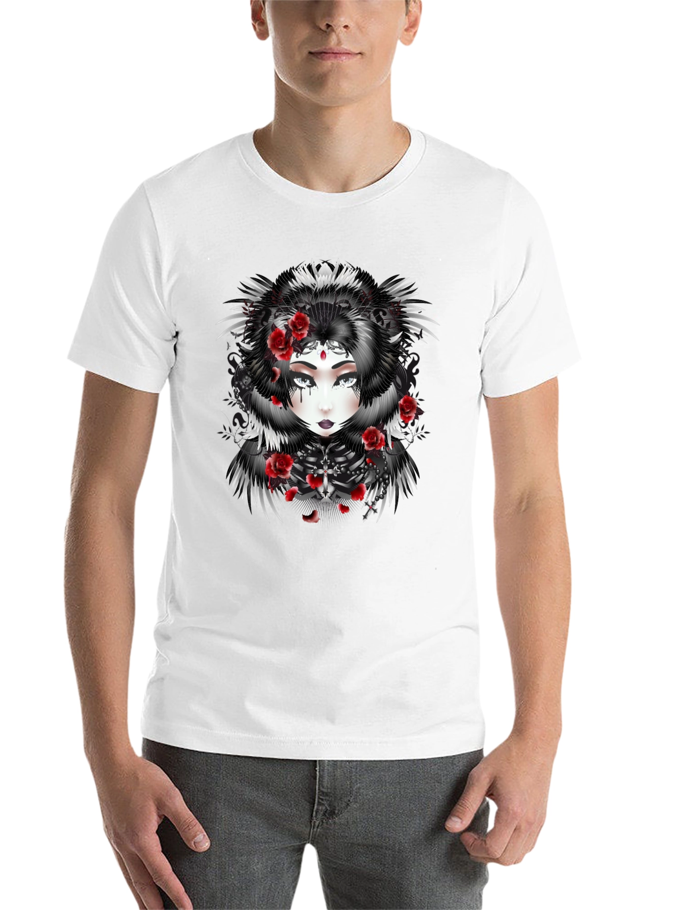 Black Gothic Rose Queen Graphic Black T-Shirt view 14