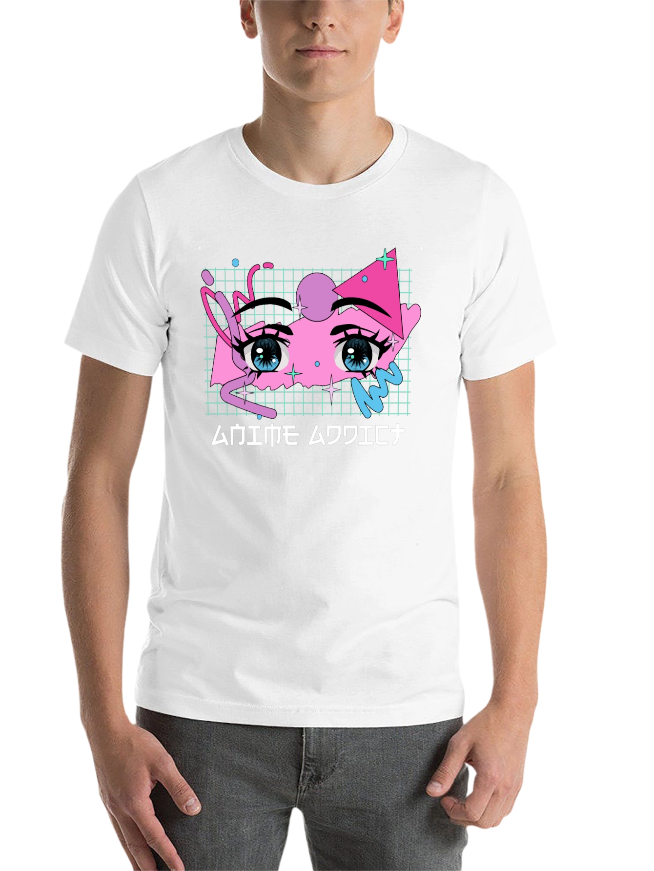Black Anime Eyes Graphic Tee - Vaporwave Aesthetic Shirt view 14