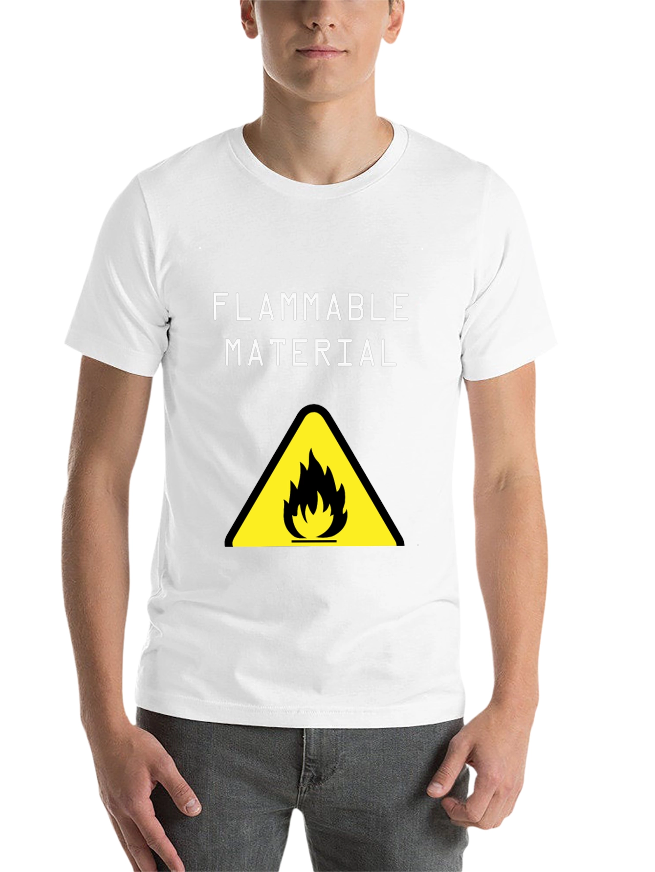 Black Flammable Material Warning Graphic T-Shirt view 14