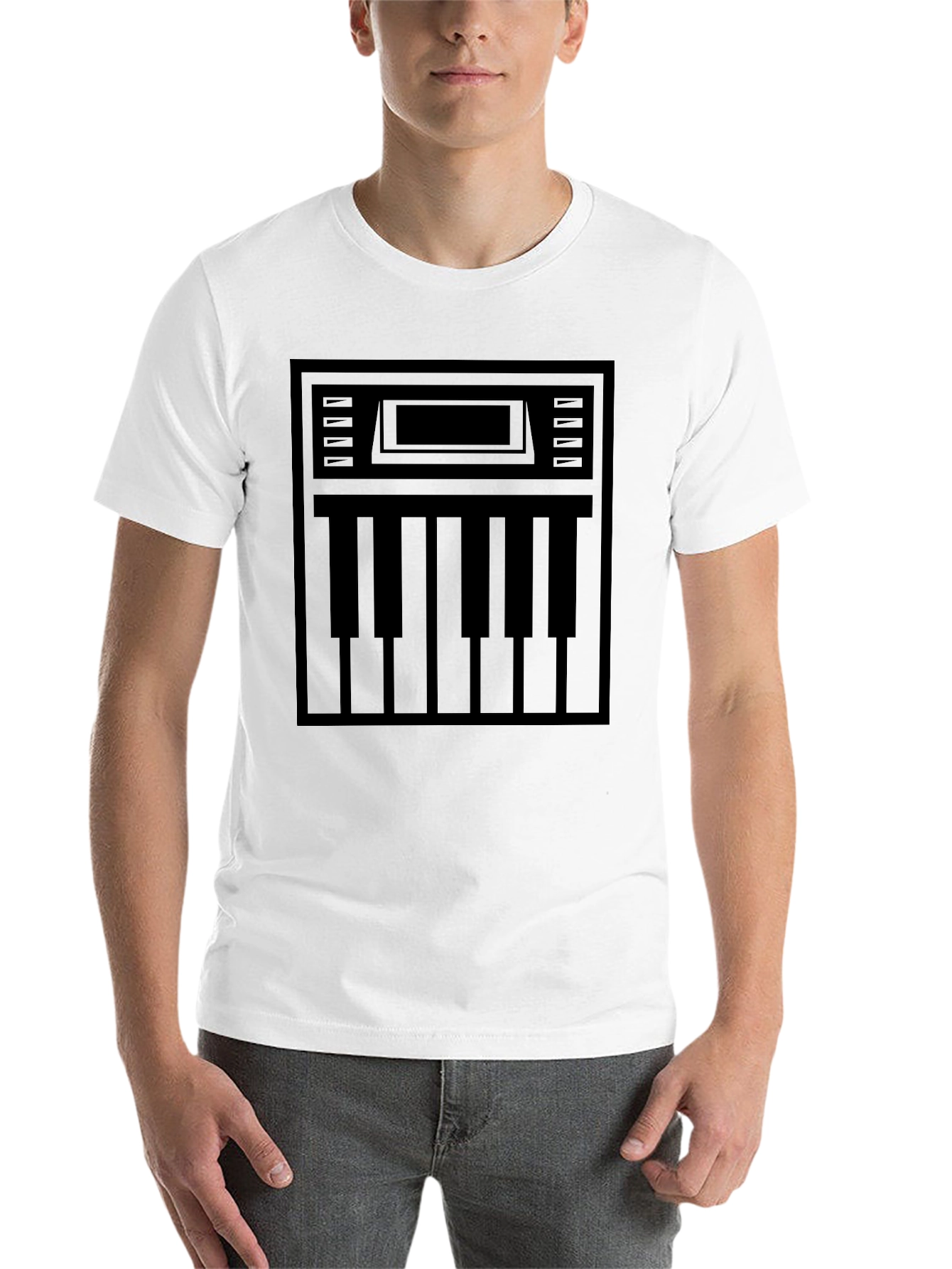 Black Synthesizer Keyboard Graphic T-Shirt view 14