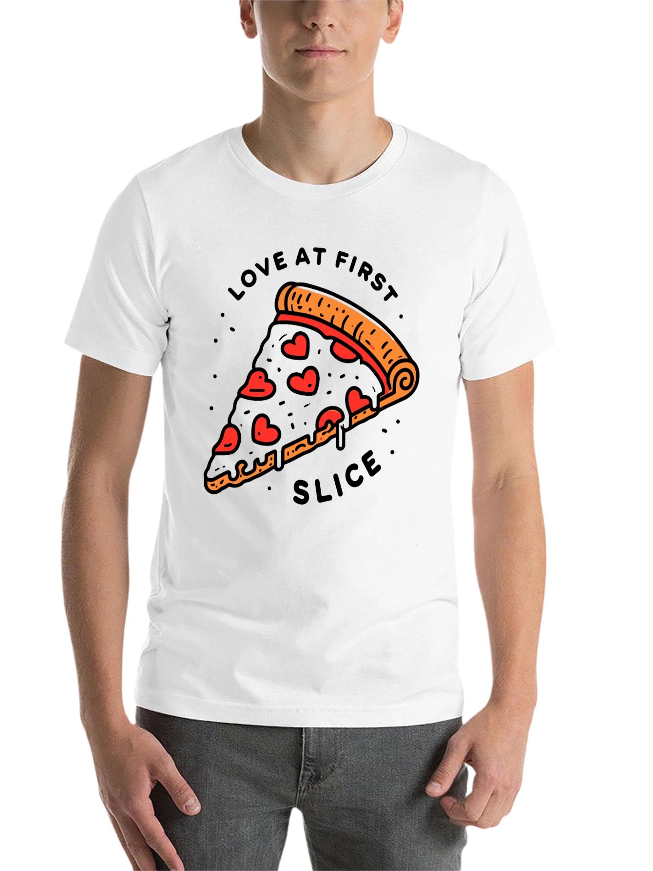 Black Love At First Slice Pizza T-Shirt - Black view 14