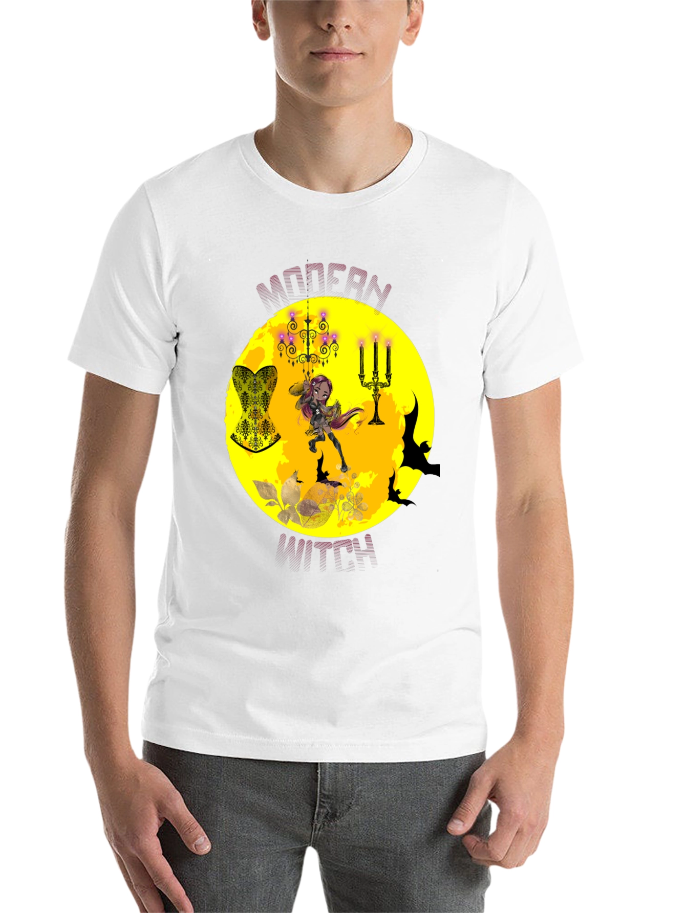 Black Modern Witch Graphic Tee - Halloween T-Shirt view 14