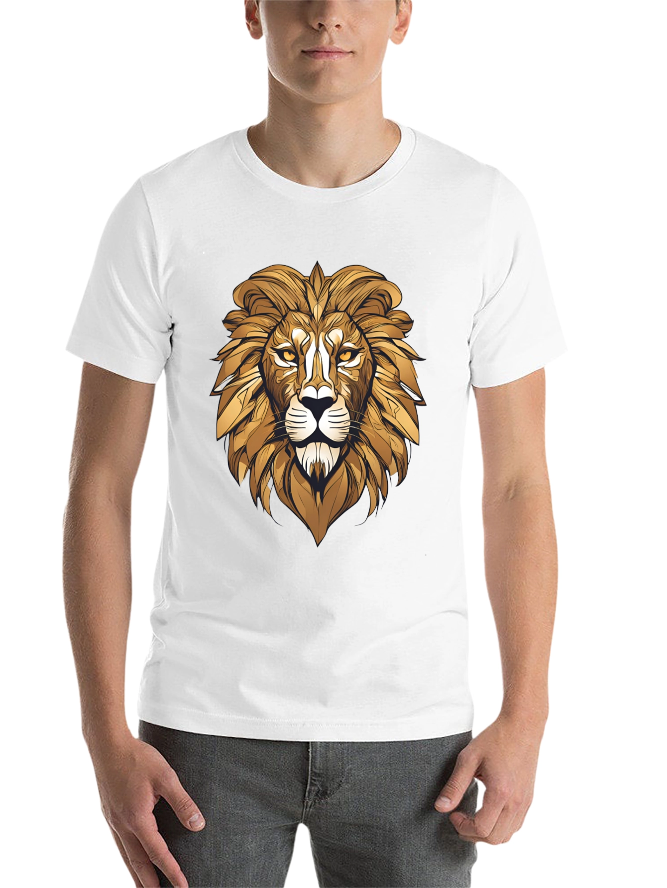 Black Bold Lion Graphic Tee - Black Cotton Blend view 14