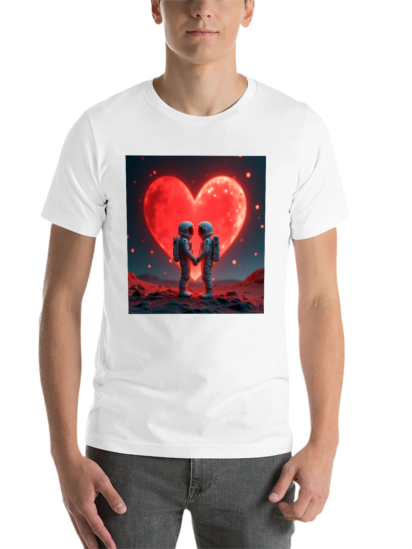 Black Astronaut Love T-Shirt, Space Romance Tee view 14