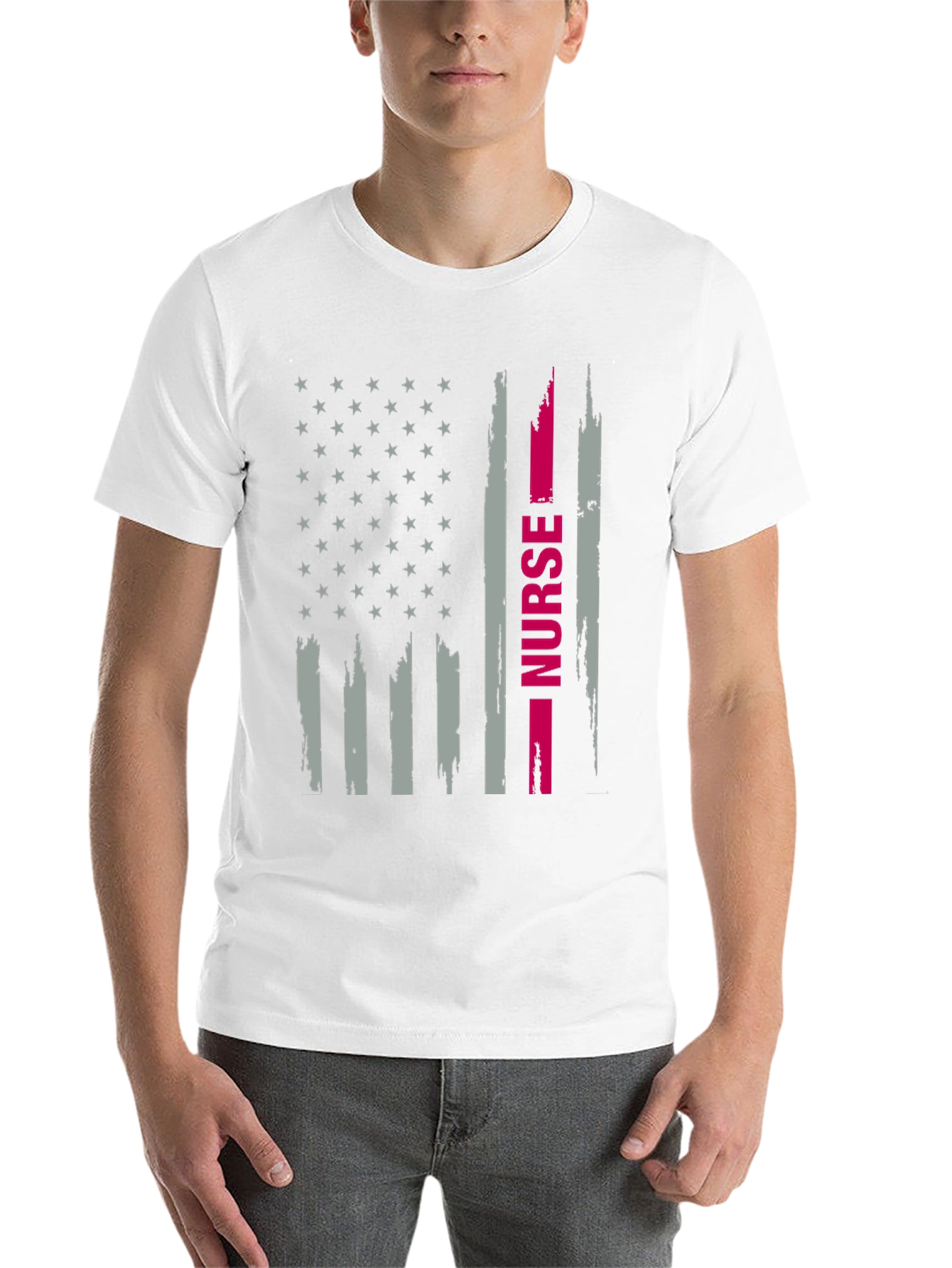 Black Nurse American Flag Graphic T-Shirt view 14