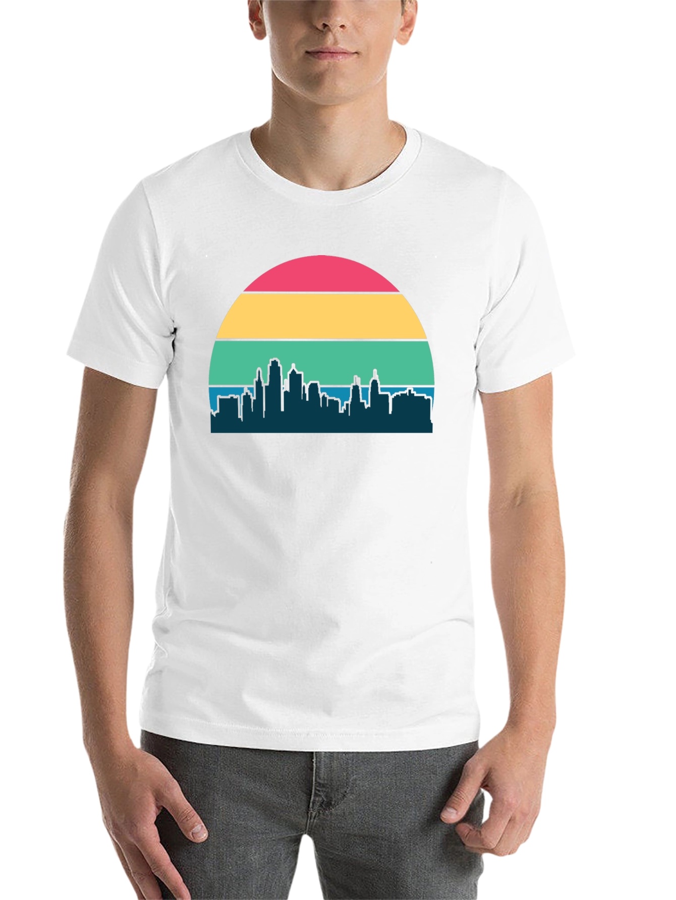 Black Retro Sunset Cityscape Graphic Tee view 14