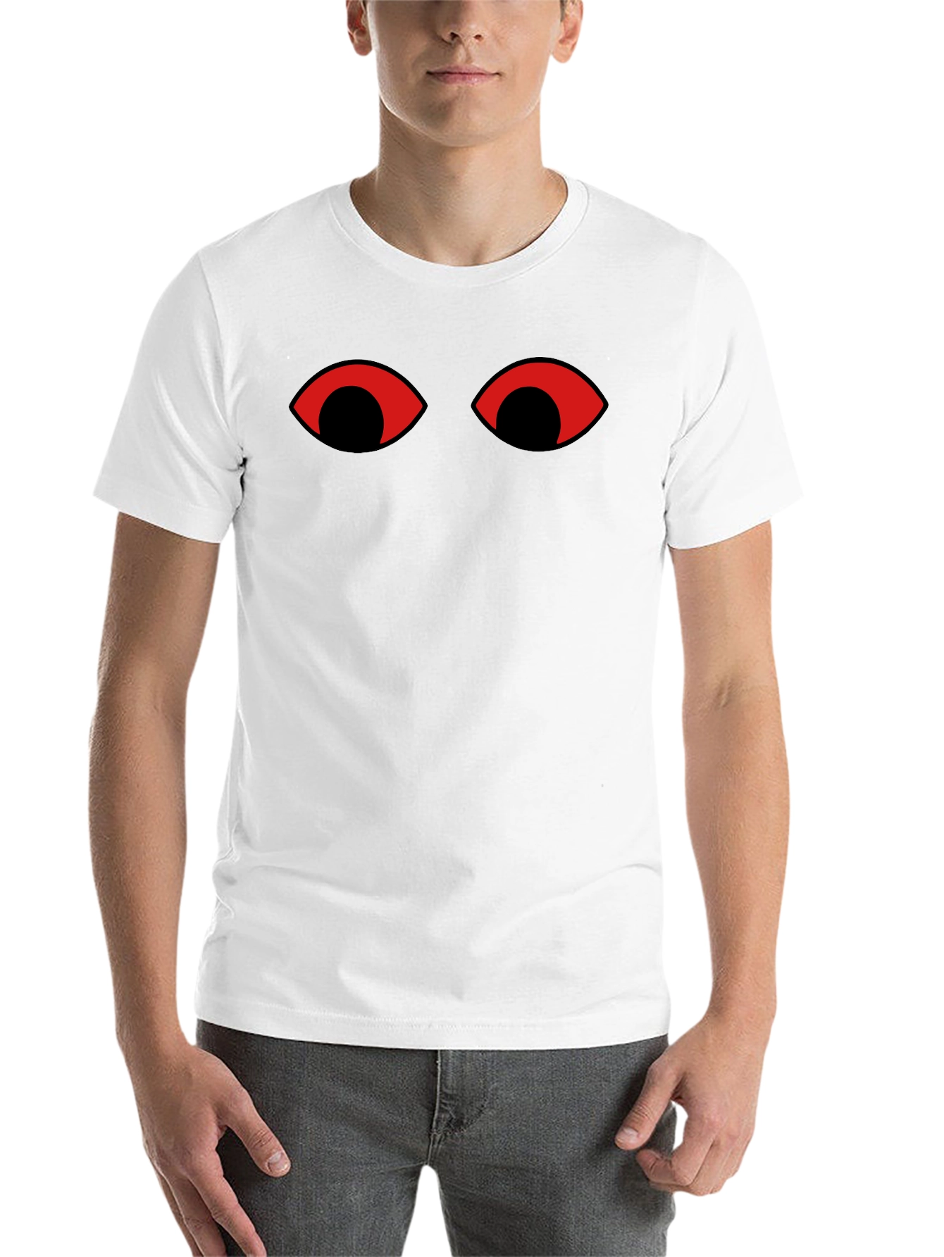 Black Mysterious Eyes Graphic Tee - Black Cotton T-Shirt view 14