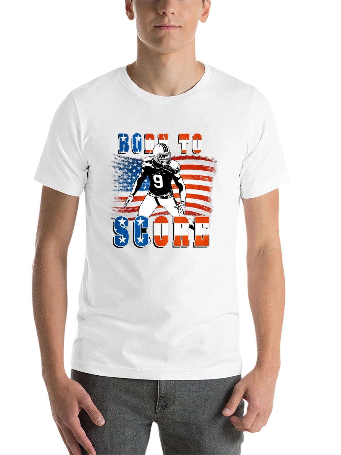Black Born To Score Football Graphic Tee view 14