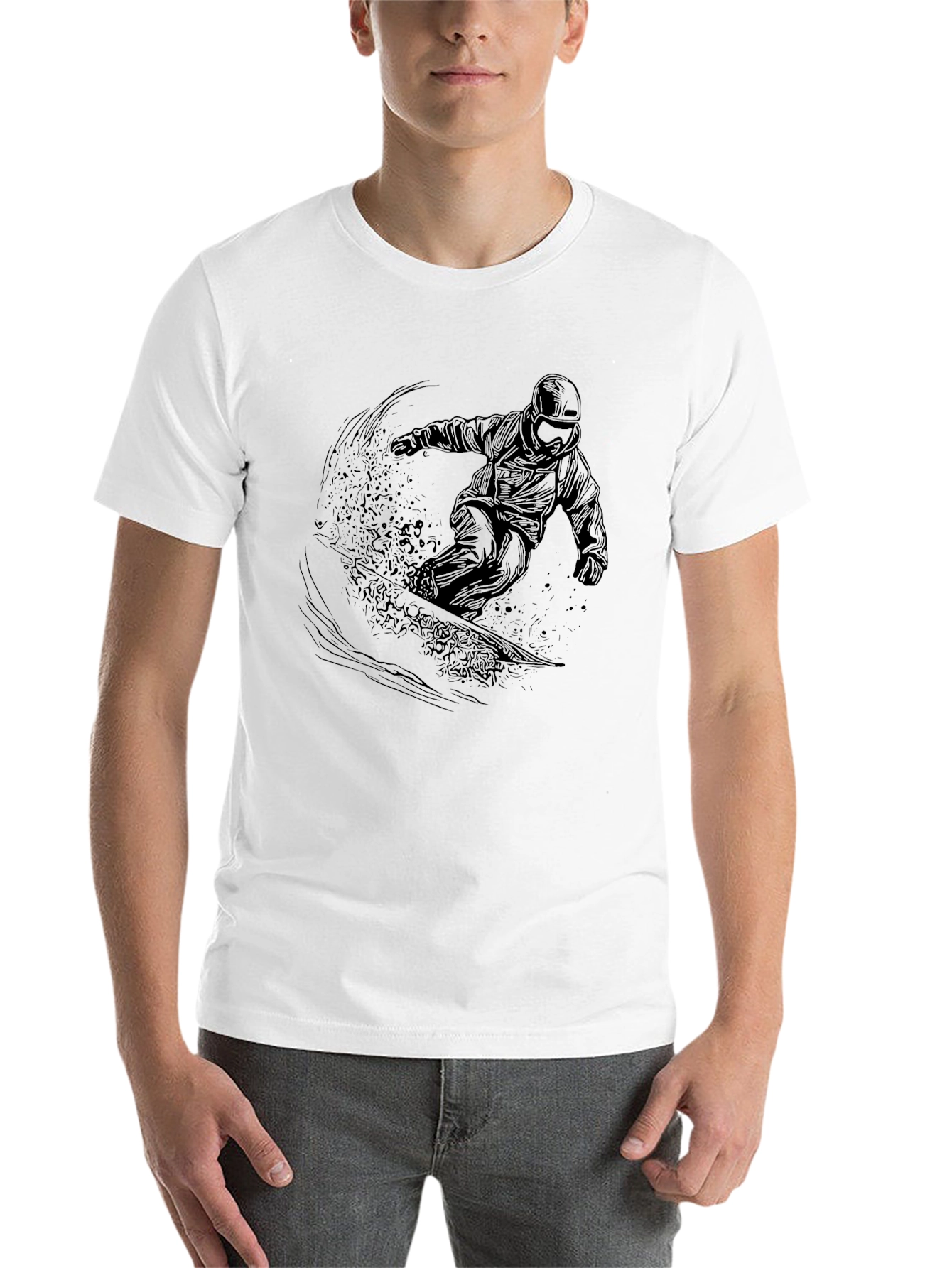 Black Black Snowboarder Graphic Tee - Men's Casual T-Shirt view 14