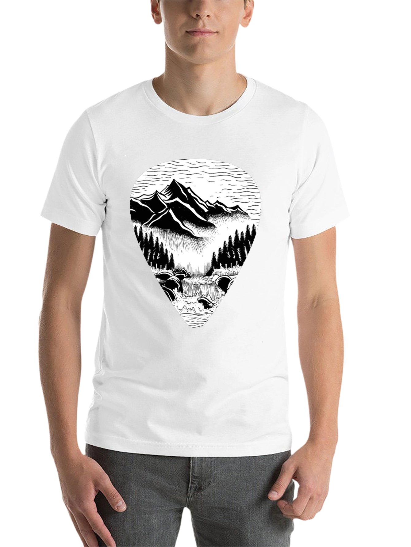 Mountain Scene Graphic Tee - Black - 14