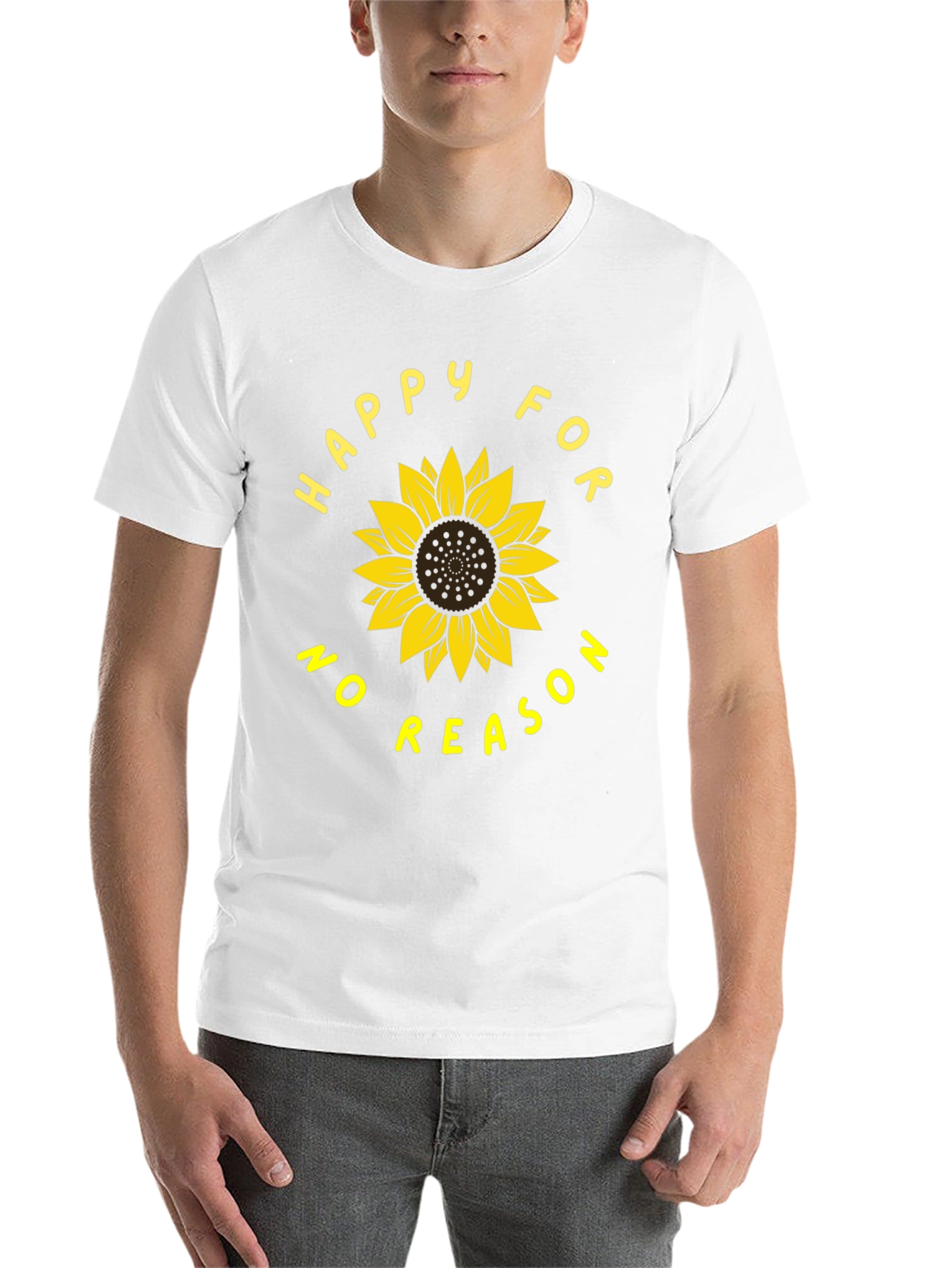 Black Happy For No Reason Sunflower Graphic Tee view 14