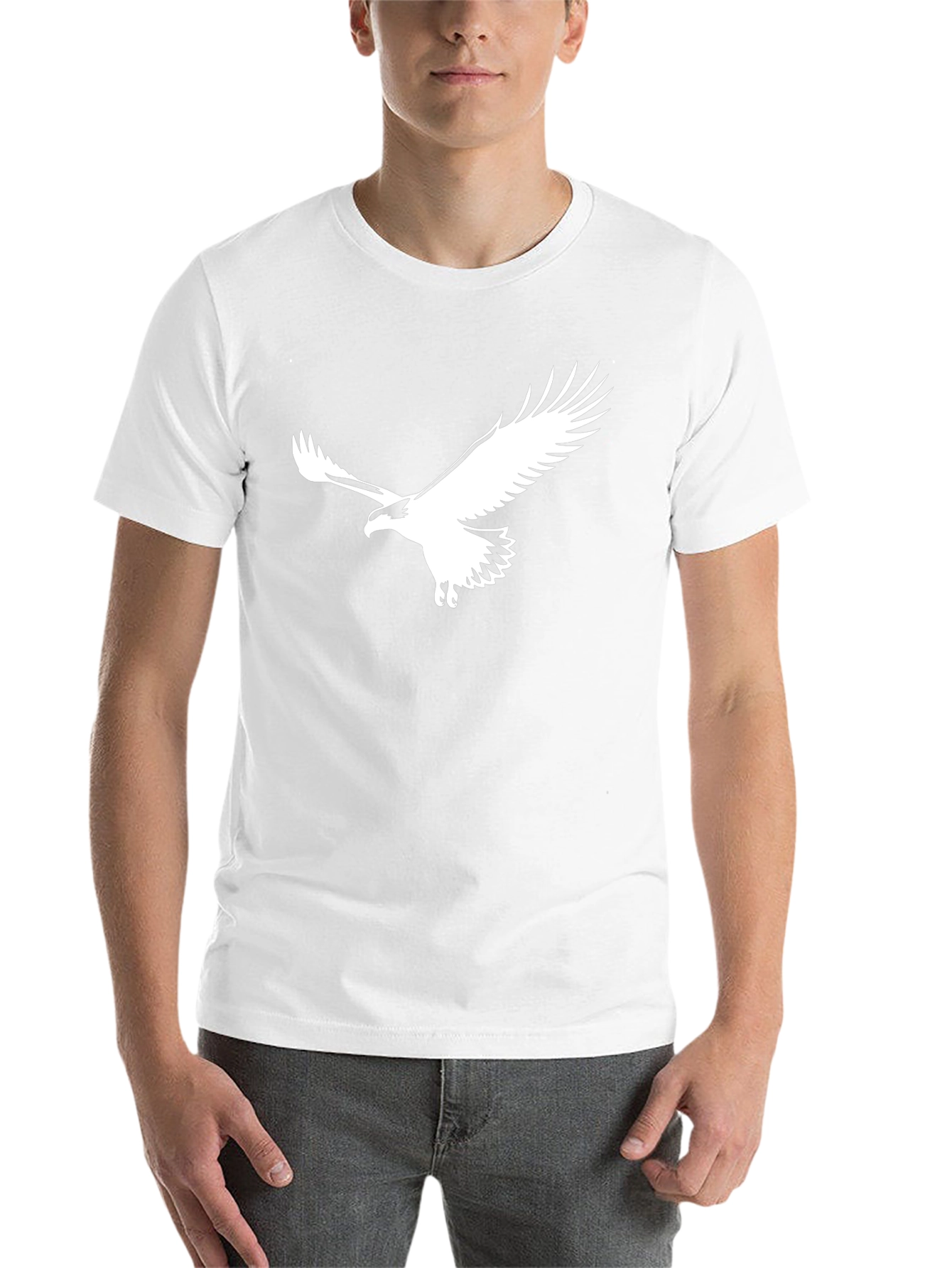 Black T-Shirt with White Eagle Graphic - 14