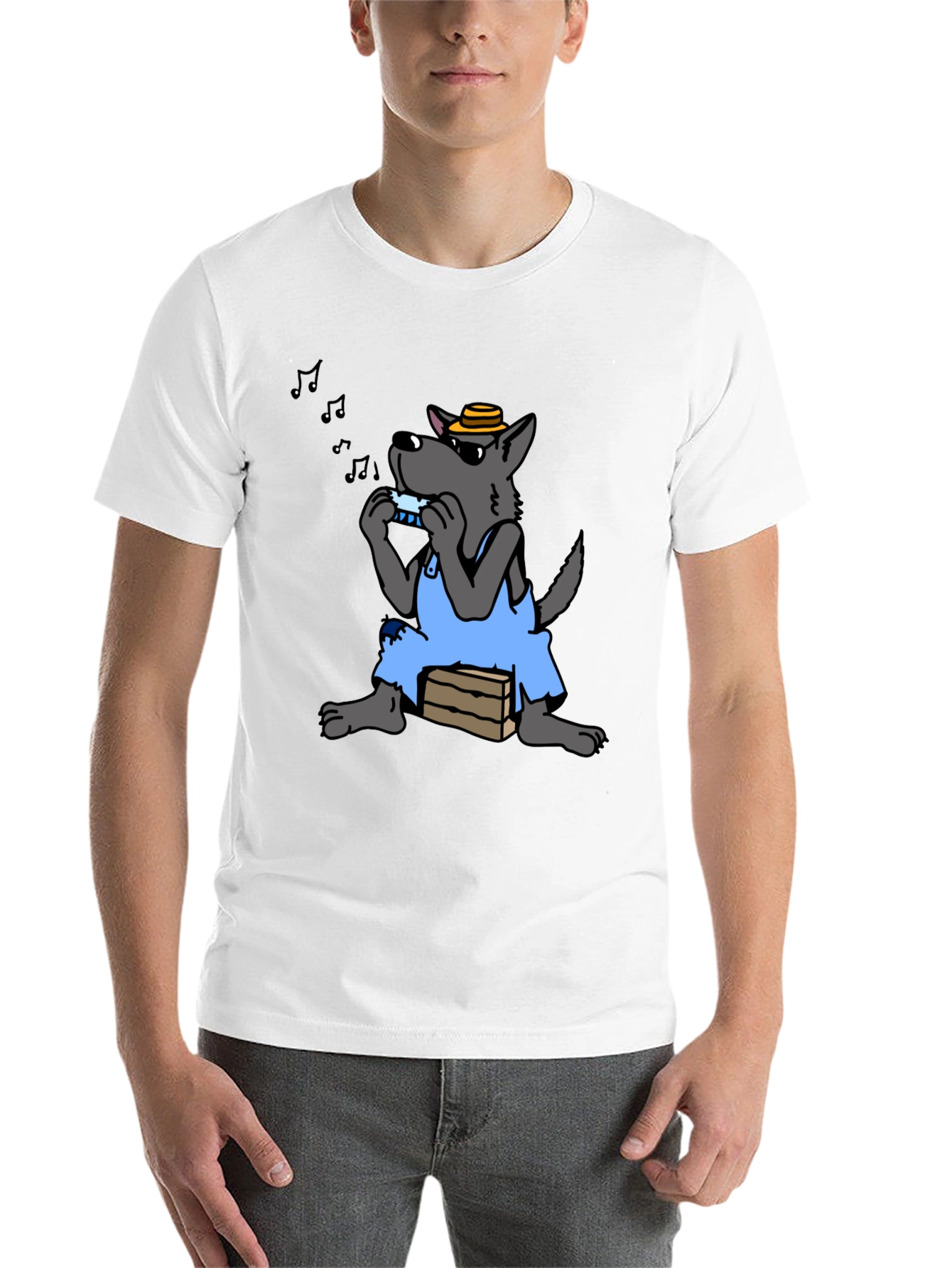 Black Harmonica Wolf Graphic Tee - Unique Design view 14