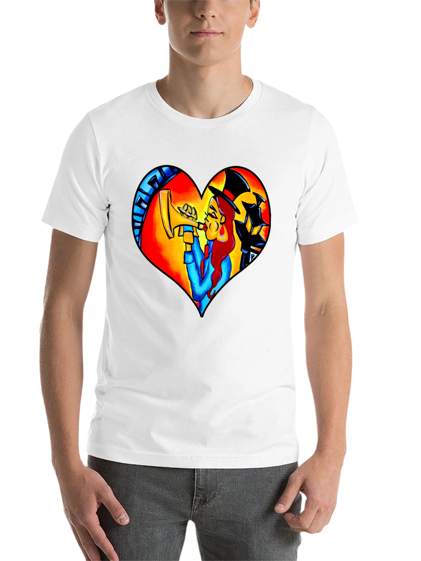 Black Jazz Heart T-Shirt - Musical Design view 14