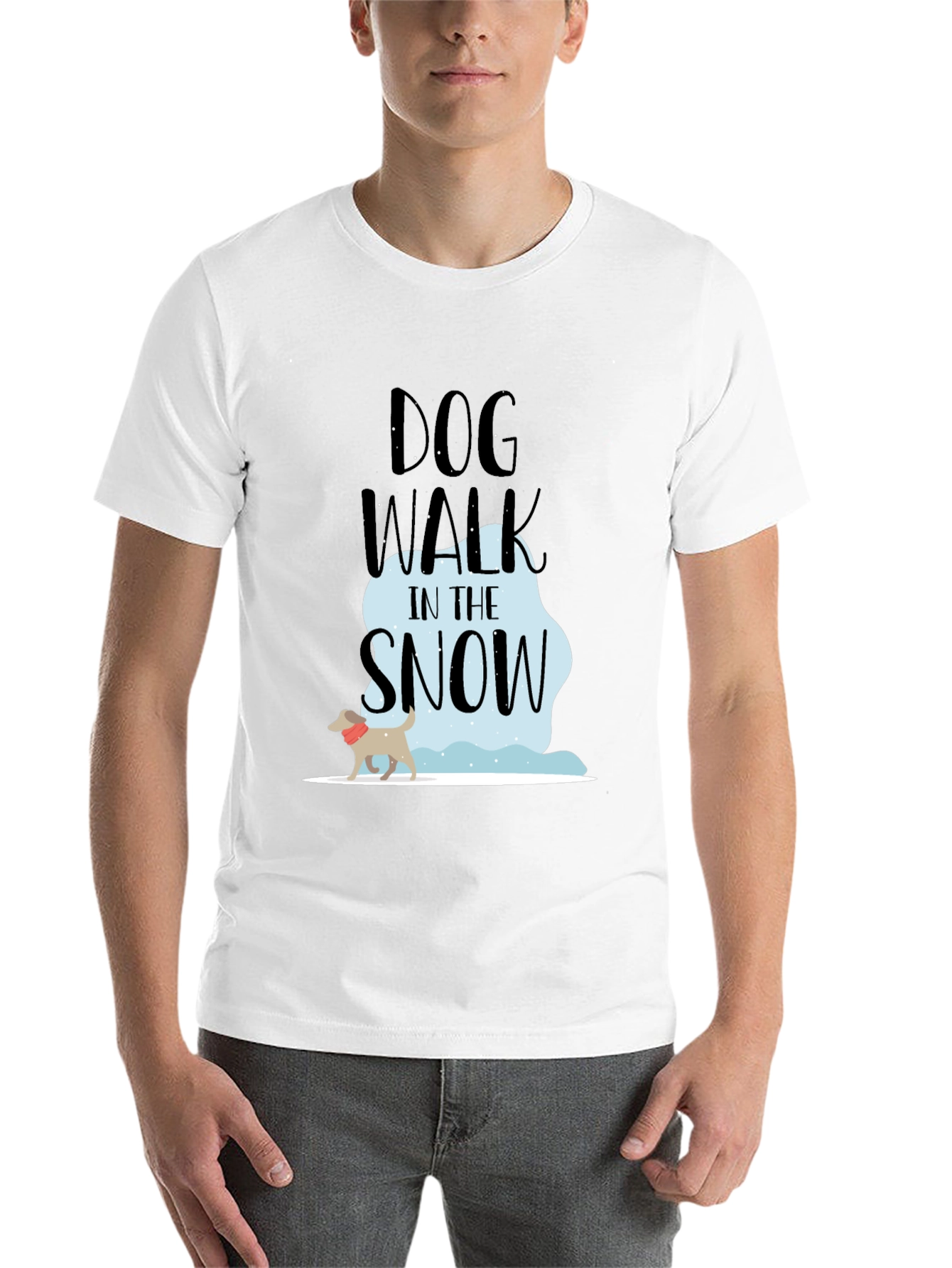 Black Dog Walk in the Snow T-Shirt view 14