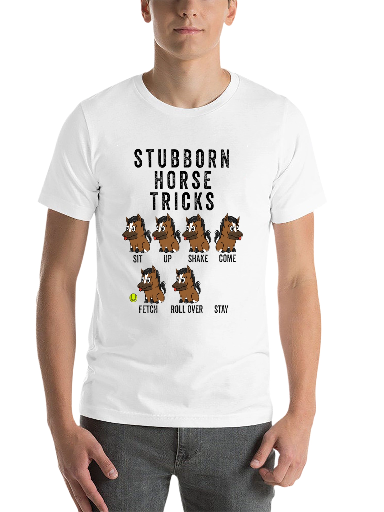 Black Stubborn Horse Tricks Graphic T-Shirt view 14