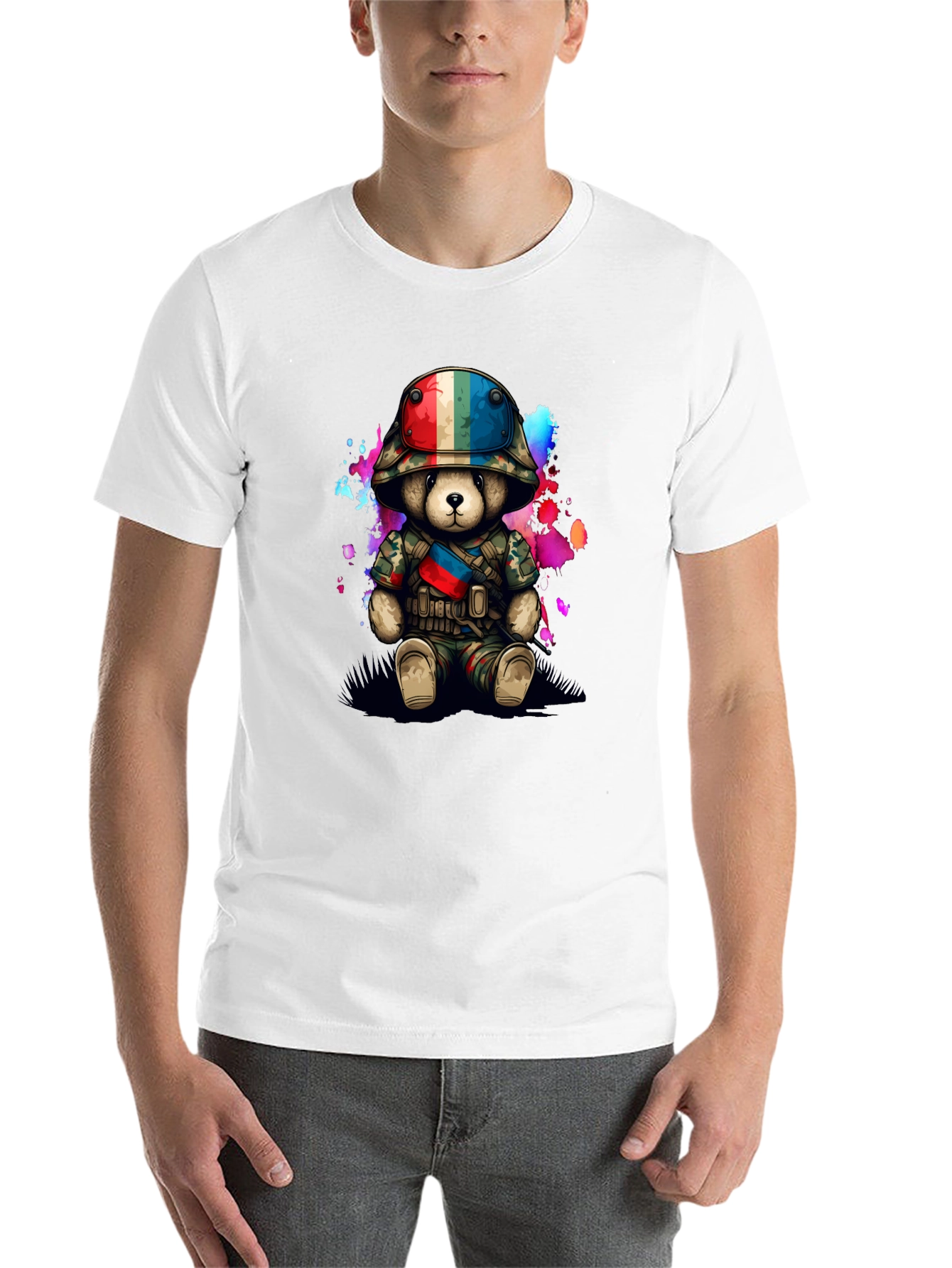Black Military Teddy Bear Graphic T-Shirt view 14