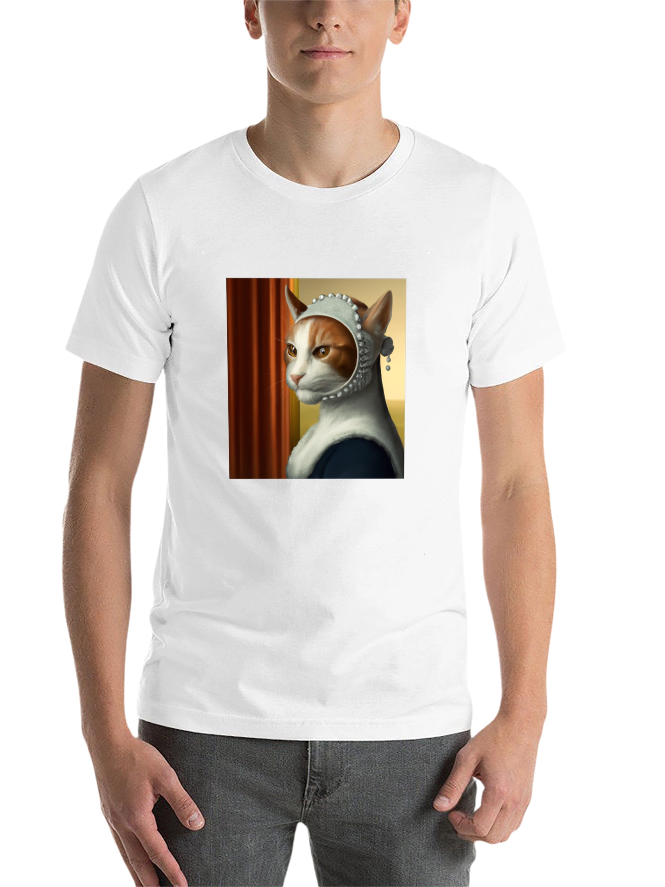 Black Cat with Pearl Earring T-Shirt view 14