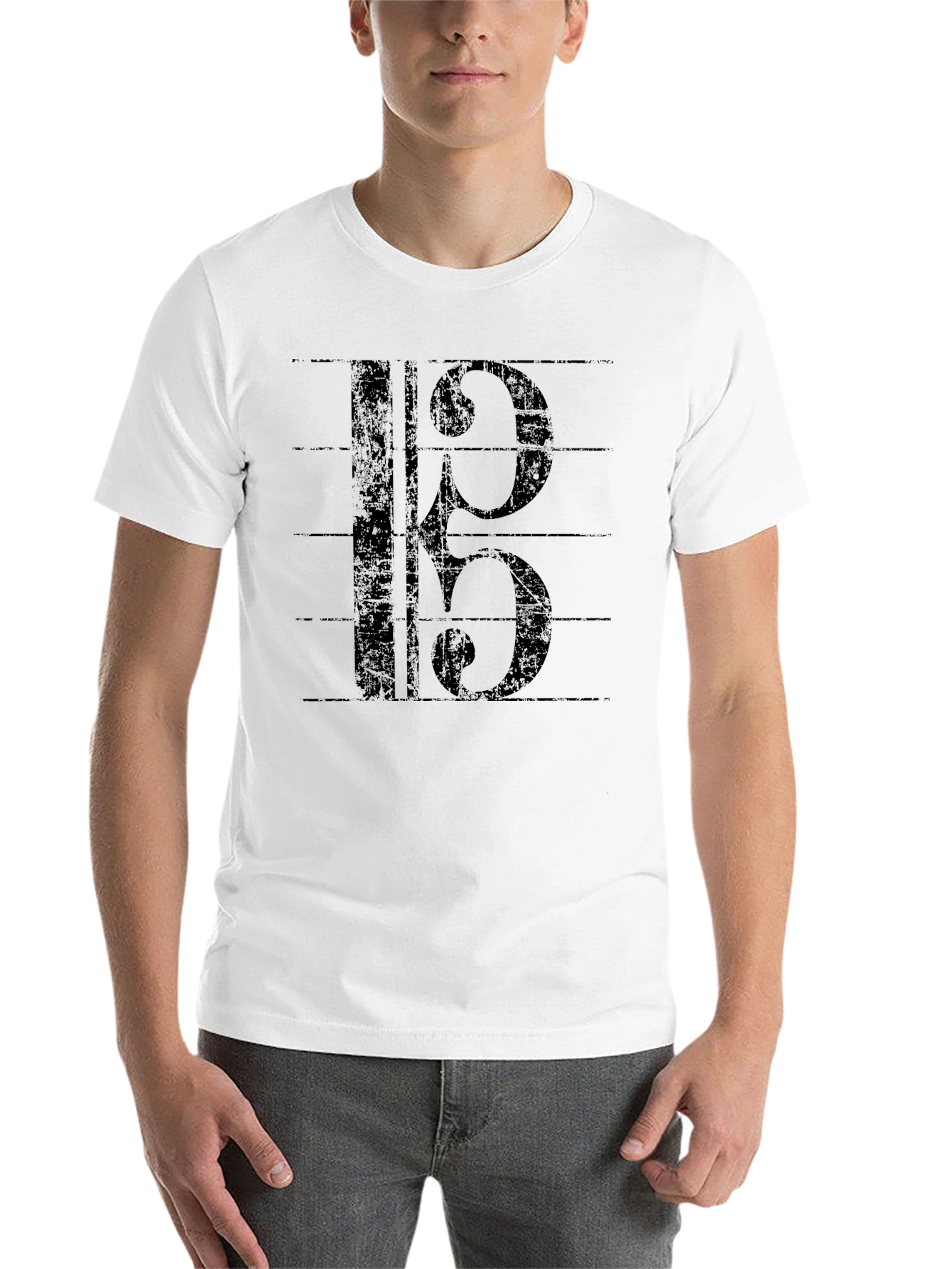 Black Bass Clef Music T-Shirt - Black Graphic Tee view 14