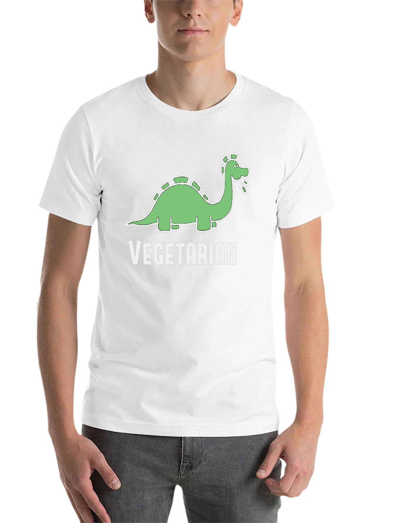 Black Vegetarian Dinosaur T-Shirt Funny Graphic Tee view 14
