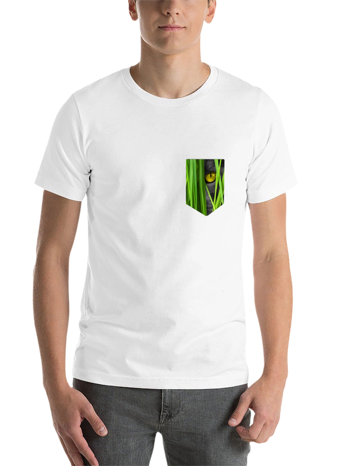 Black Black Cat Peek Pocket T-Shirt - Novelty Graphic Tee view 14