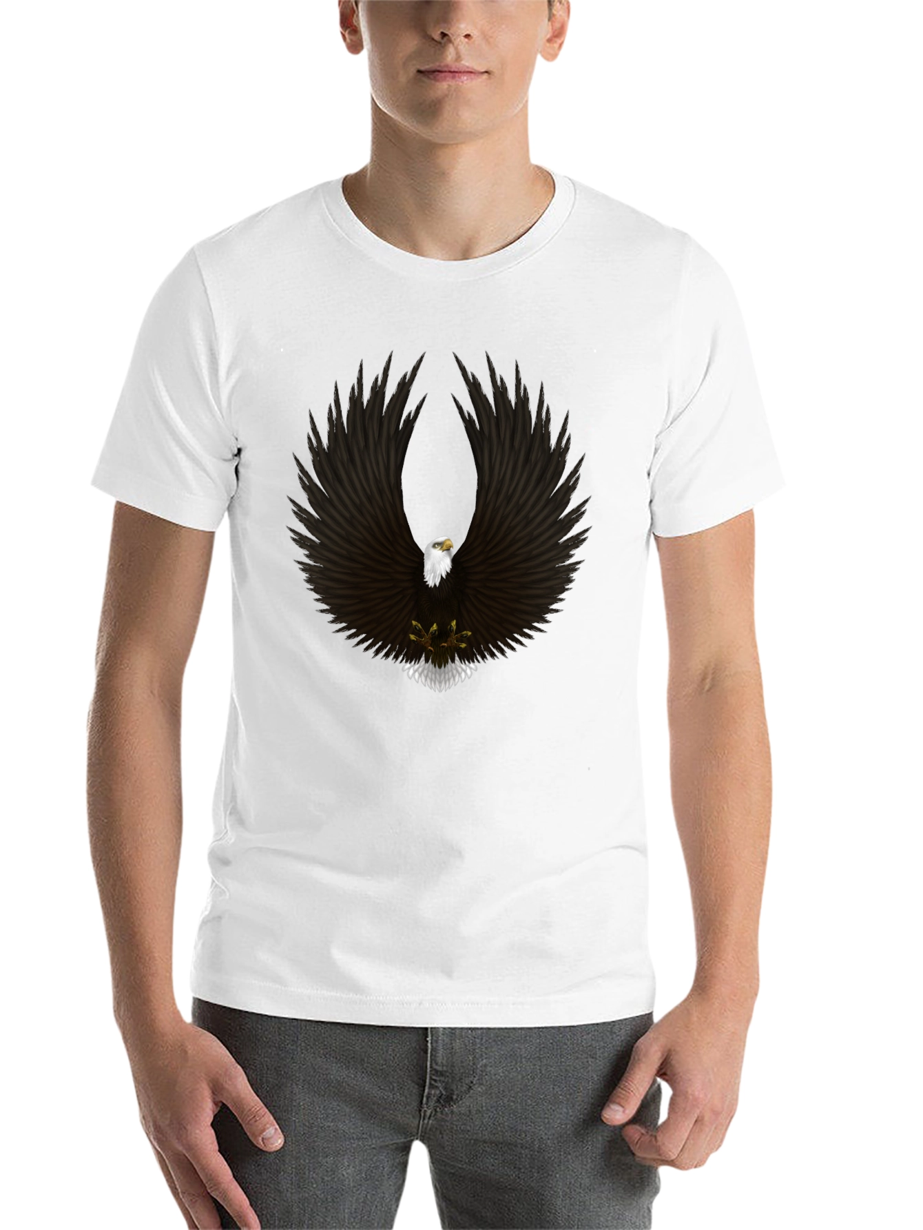 Black Eagle Wings Graphic Tee - Black Cotton Blend view 14