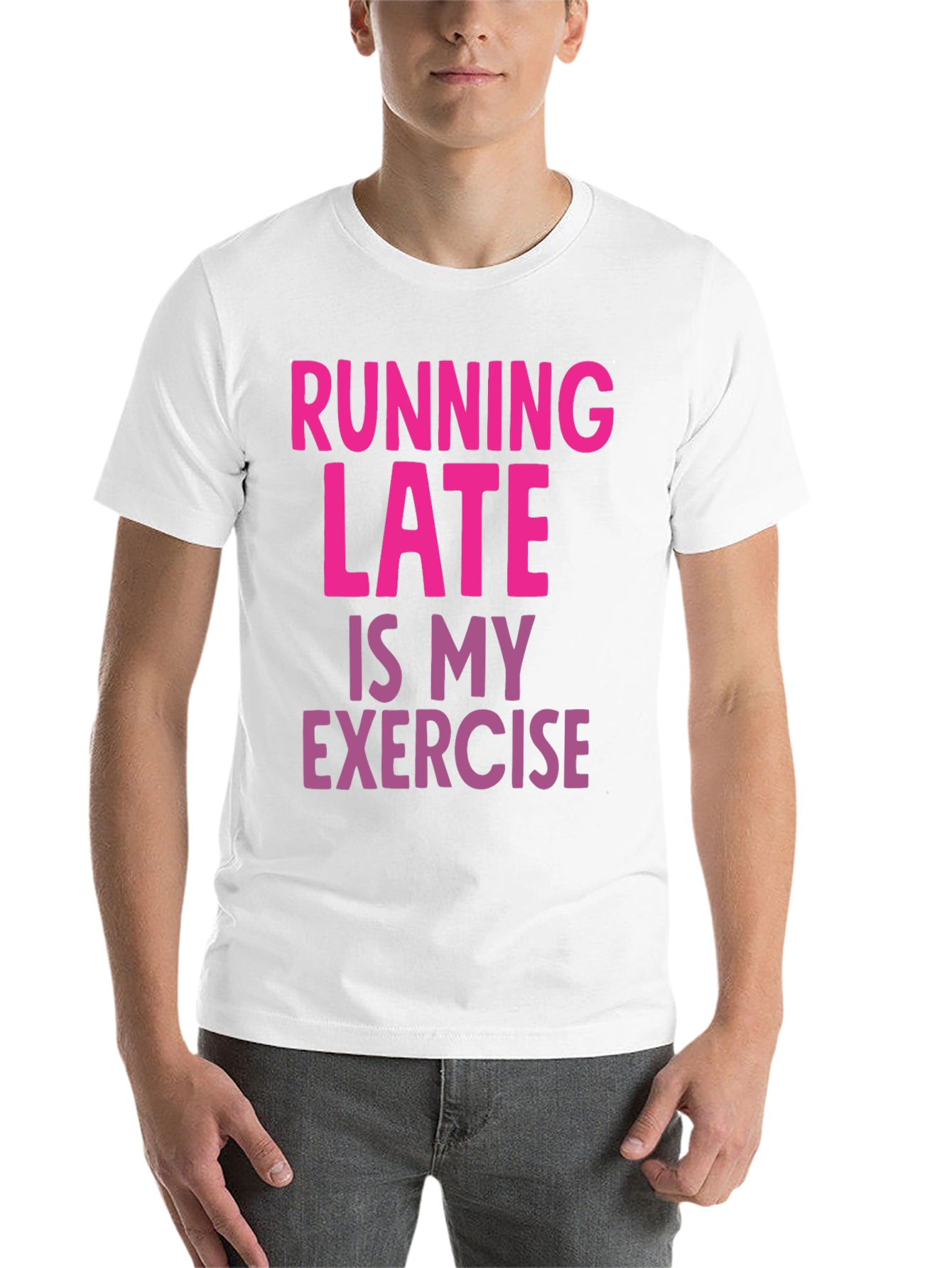 Black Funny Running Late Exercise Graphic T-Shirt view 14