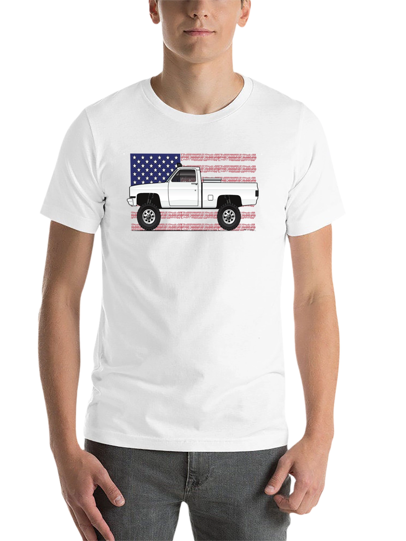 Black American Truck T-Shirt - Patriotic Design view 14