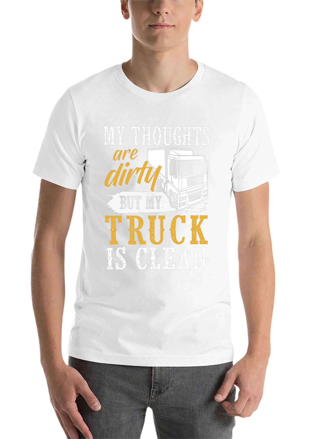 Black Dirty Thoughts Clean Truck Graphic T-Shirt view 14
