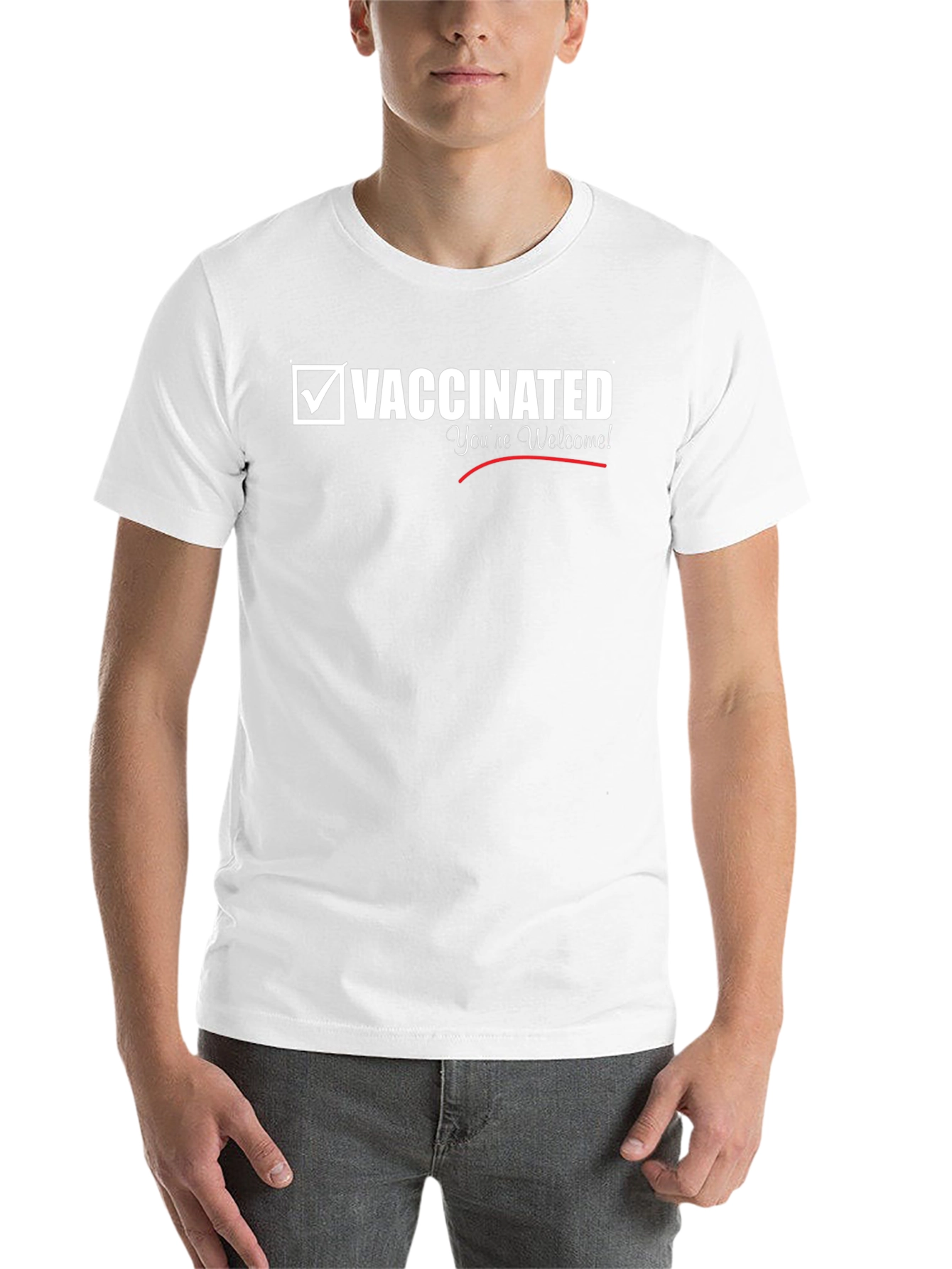Black Vaccinated Graphic Tee - "You're Welcome!" T-Shirt view 14