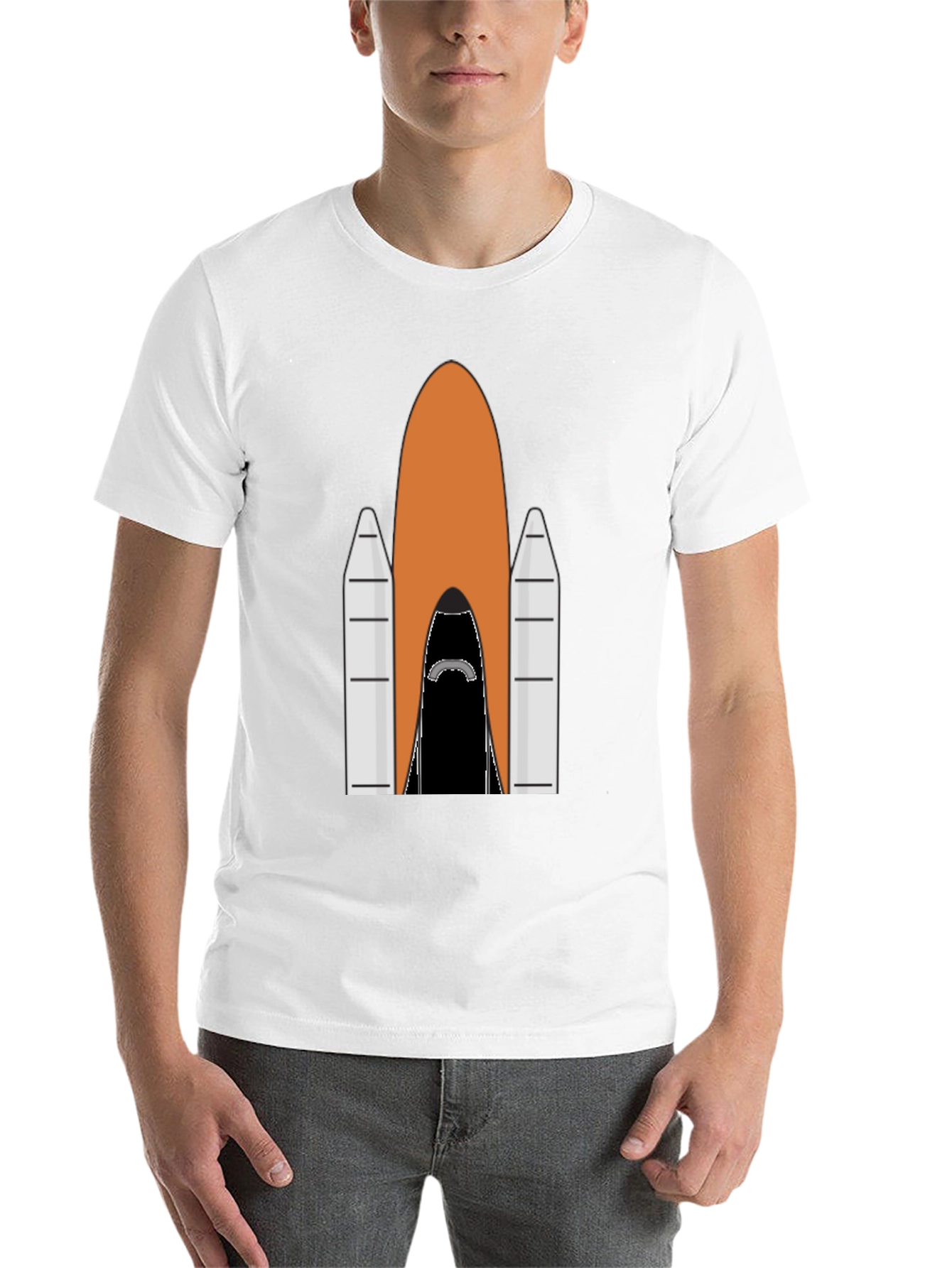 Black Rocket Ship Graphic Tee - Black Cotton T-Shirt view 14