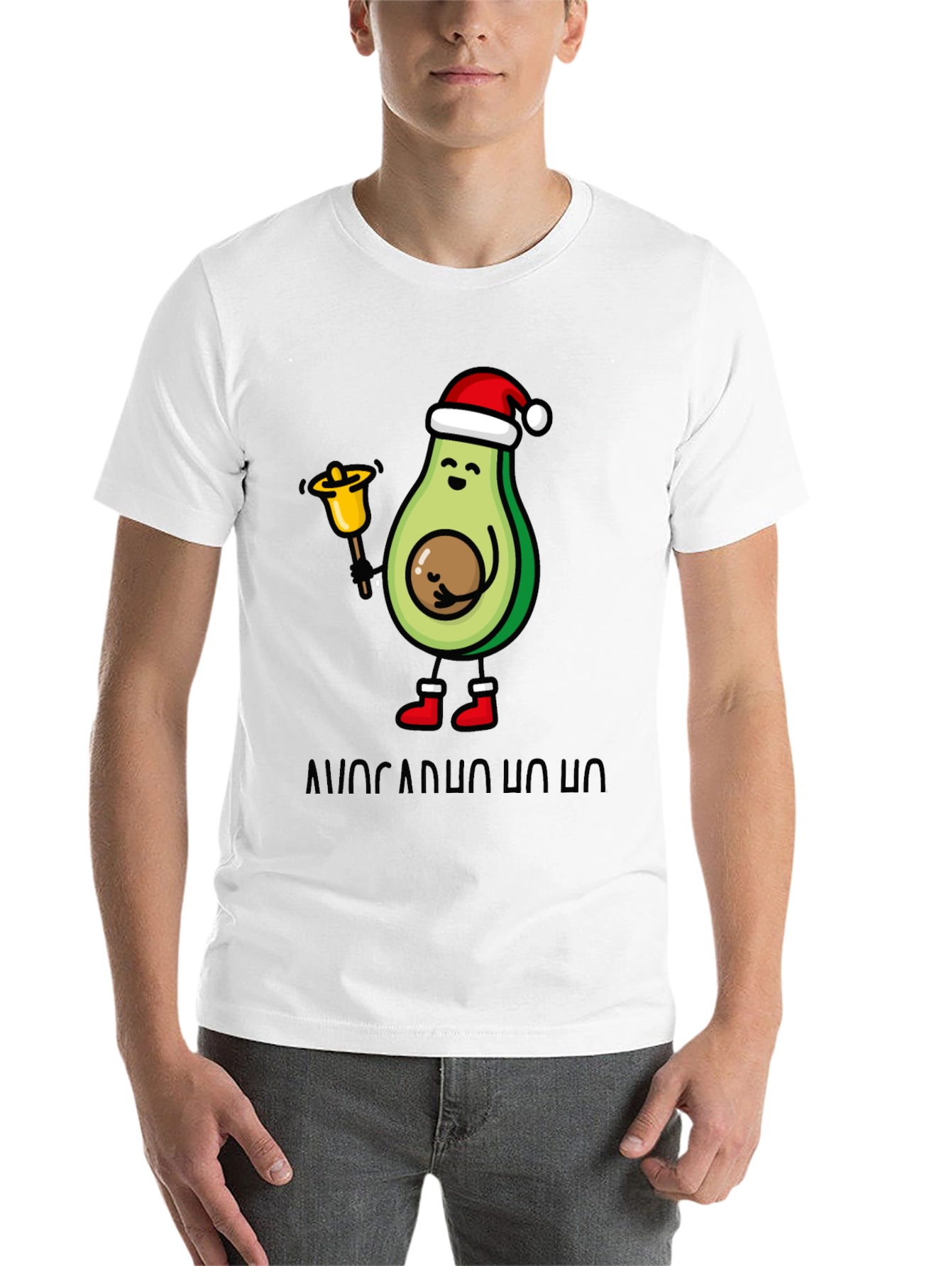 Black Festive Avocado Christmas T-Shirt view 14