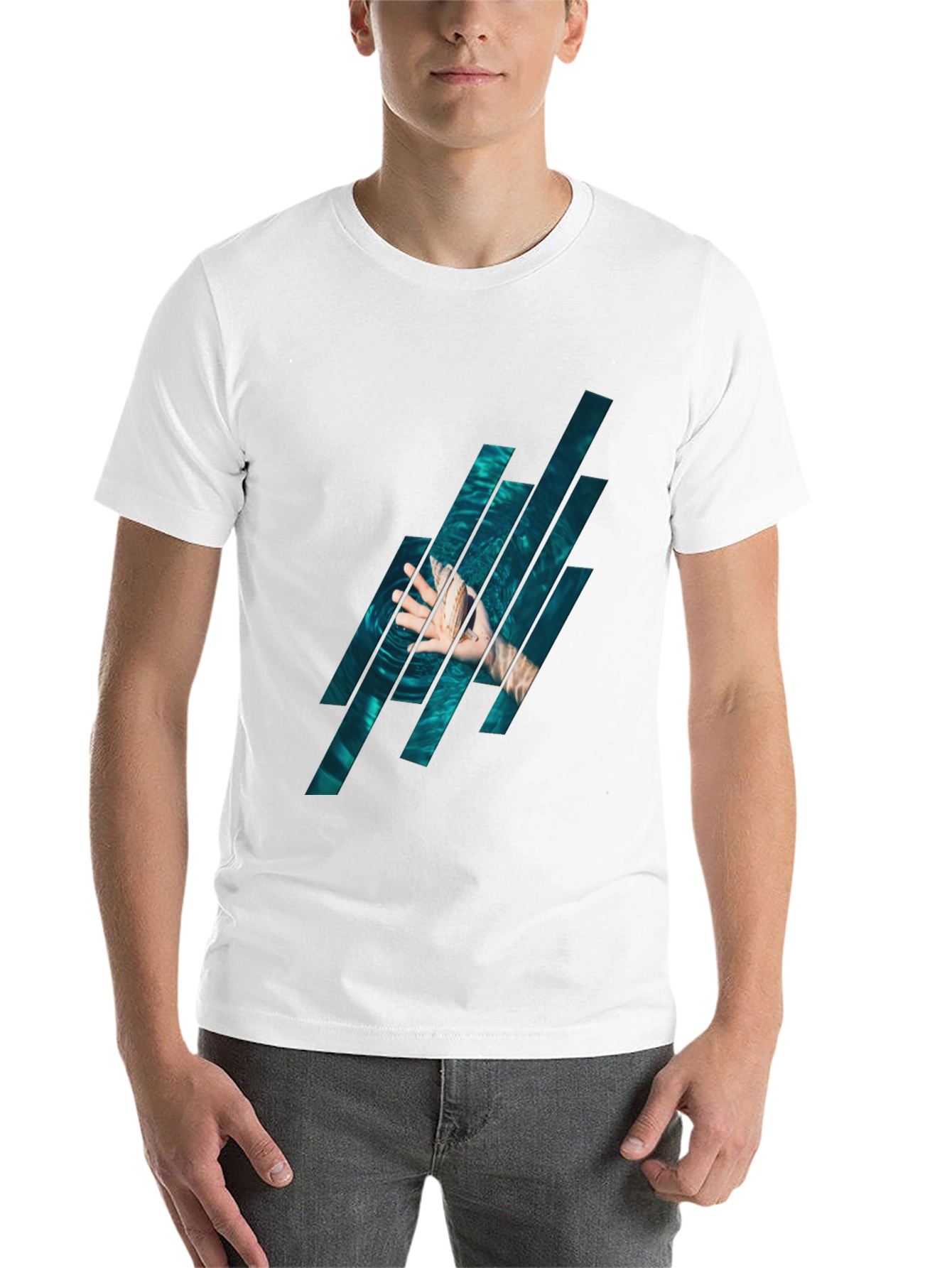 Black Abstract Water Graphic Black T-Shirt view 14