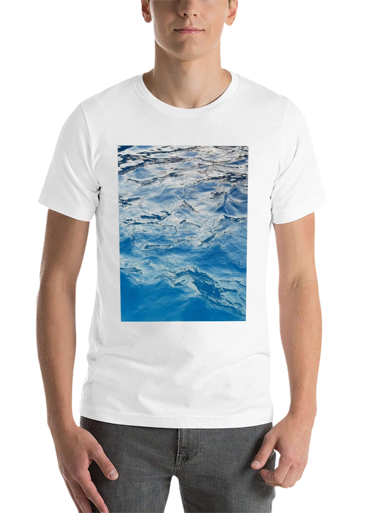 Black Ocean Waves Graphic Print Black T-Shirt view 14