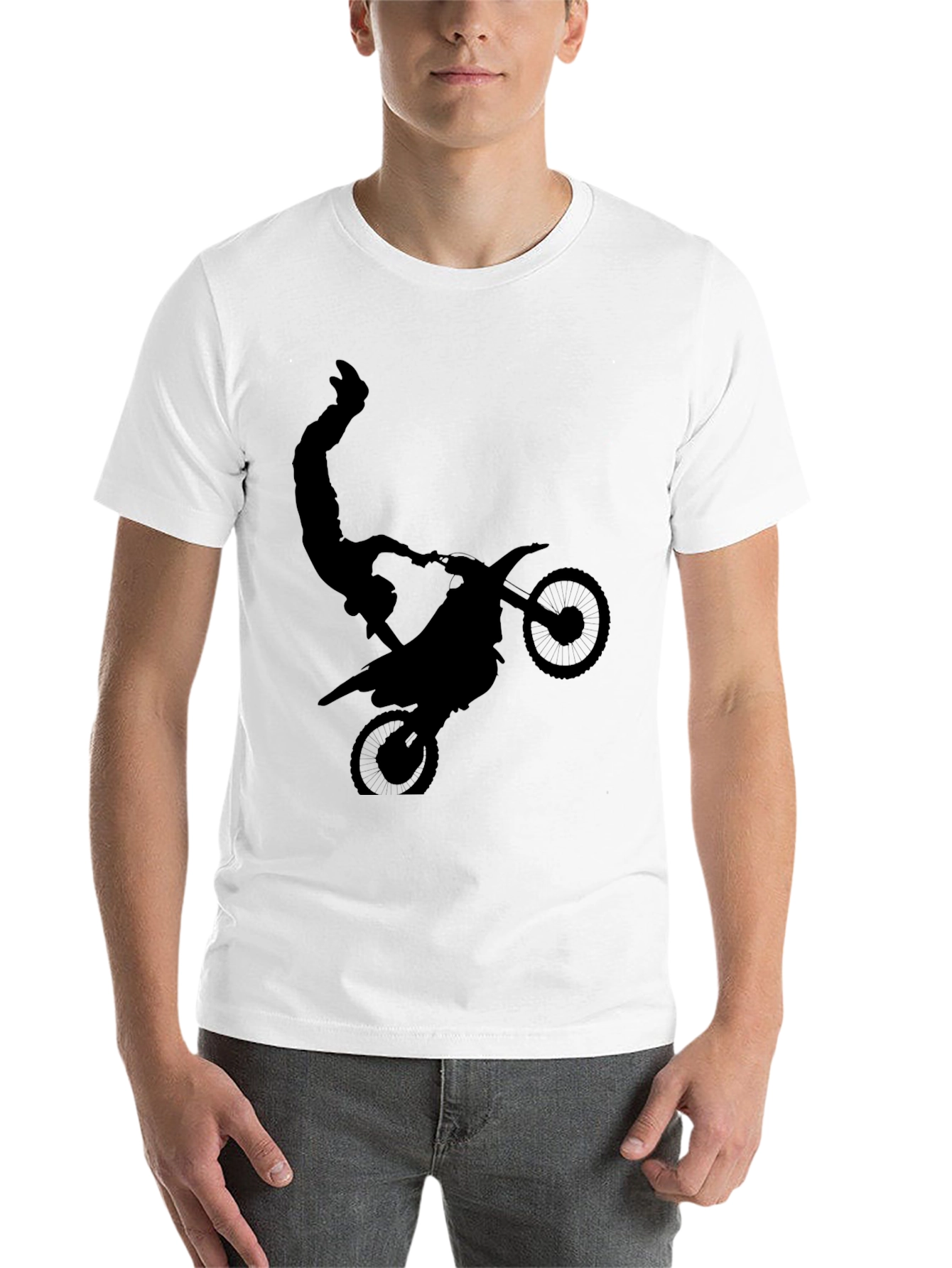 Black Black Motorcycle Stunt Graphic Tee view 14