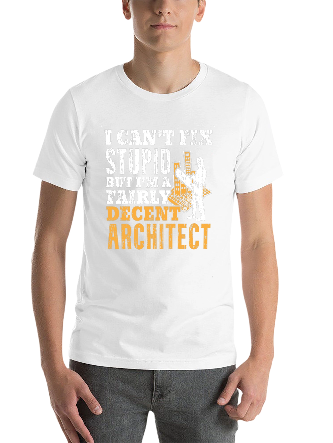 Black Architect Humor Graphic Tee - Can't Fix Stupid view 14