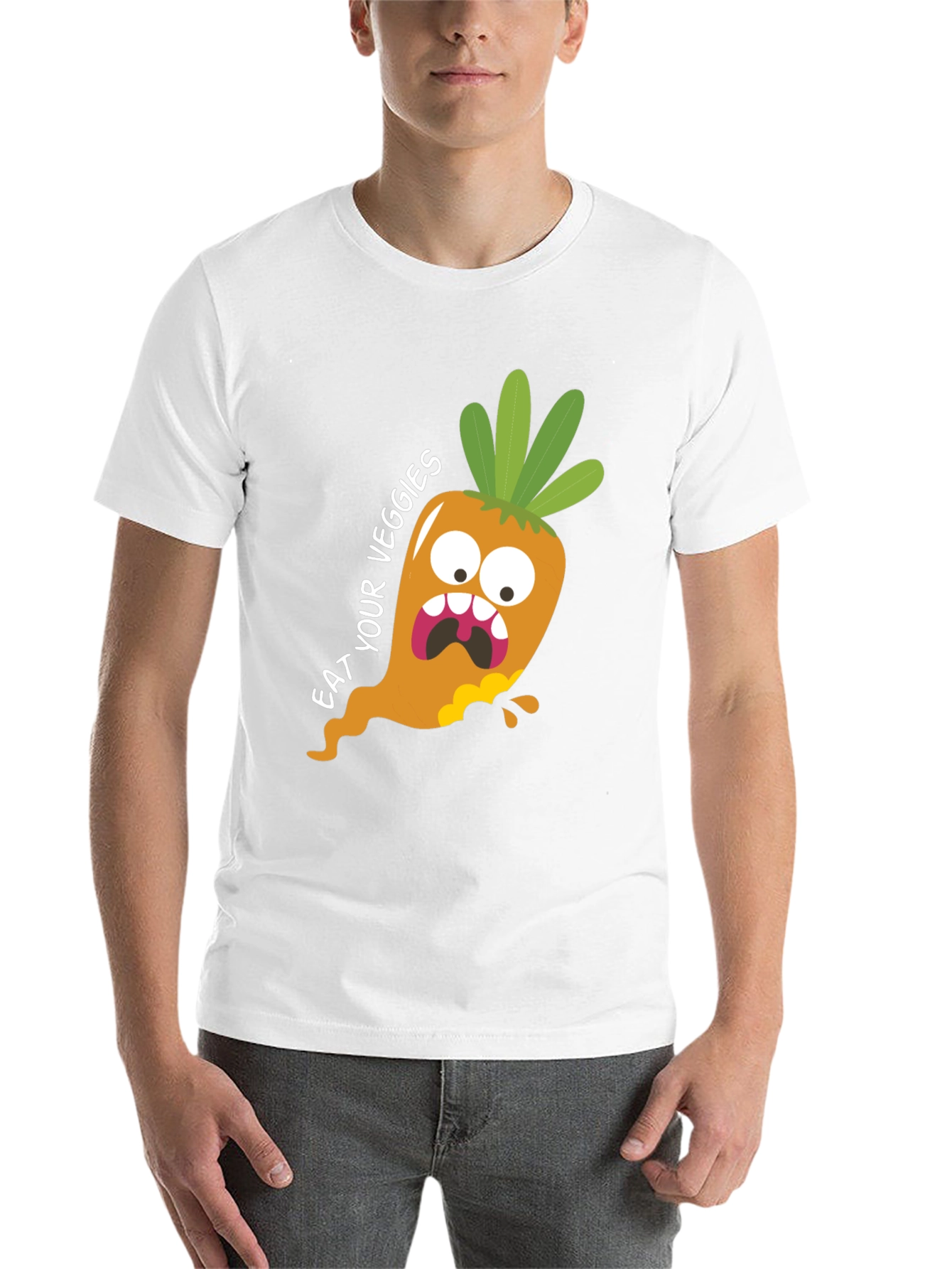 Black Eat Your Veggies T-Shirt: Funny Carrot Graphic Tee view 14