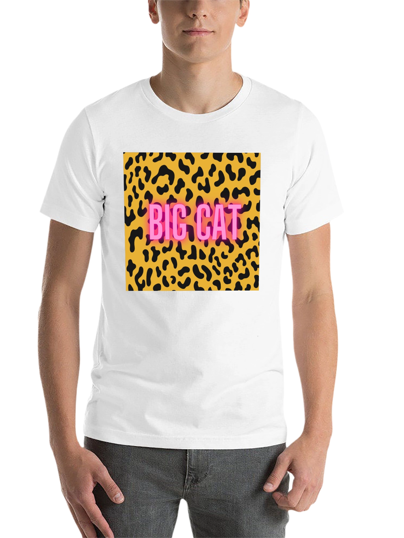Black Big Cat Leopard Print Graphic Tee view 14