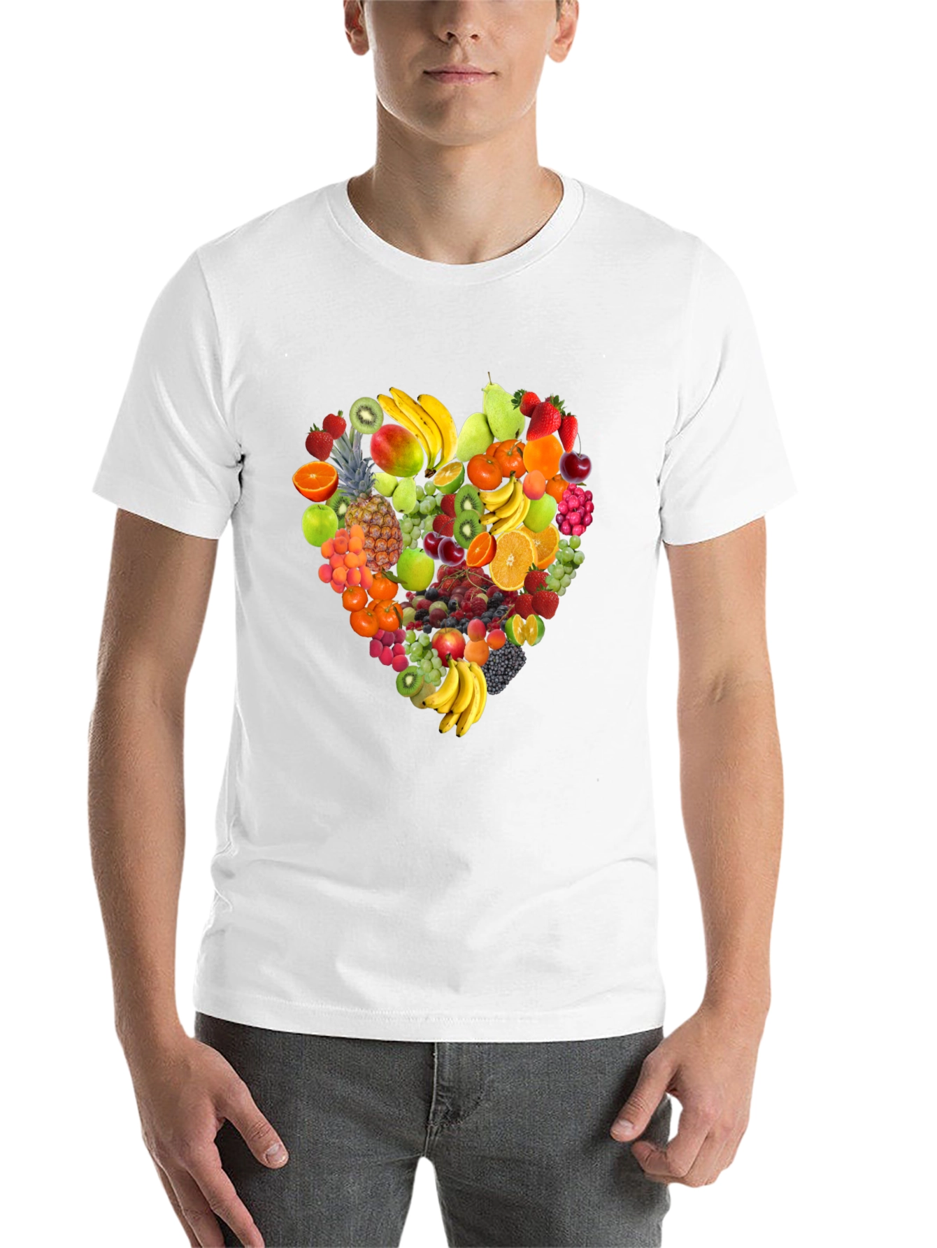 Black Fruit Heart Graphic Print Black T-Shirt view 14