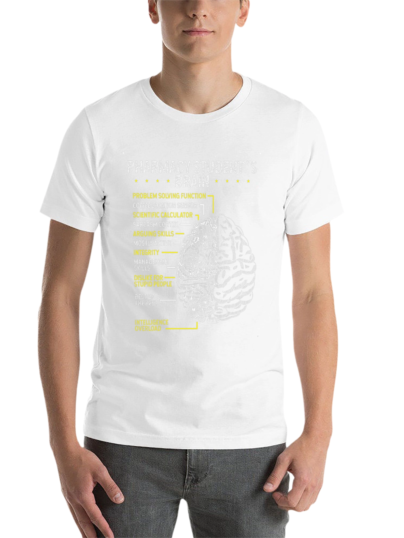 Black Pharmacy Student Brain T-Shirt - Study Humor Tee view 14
