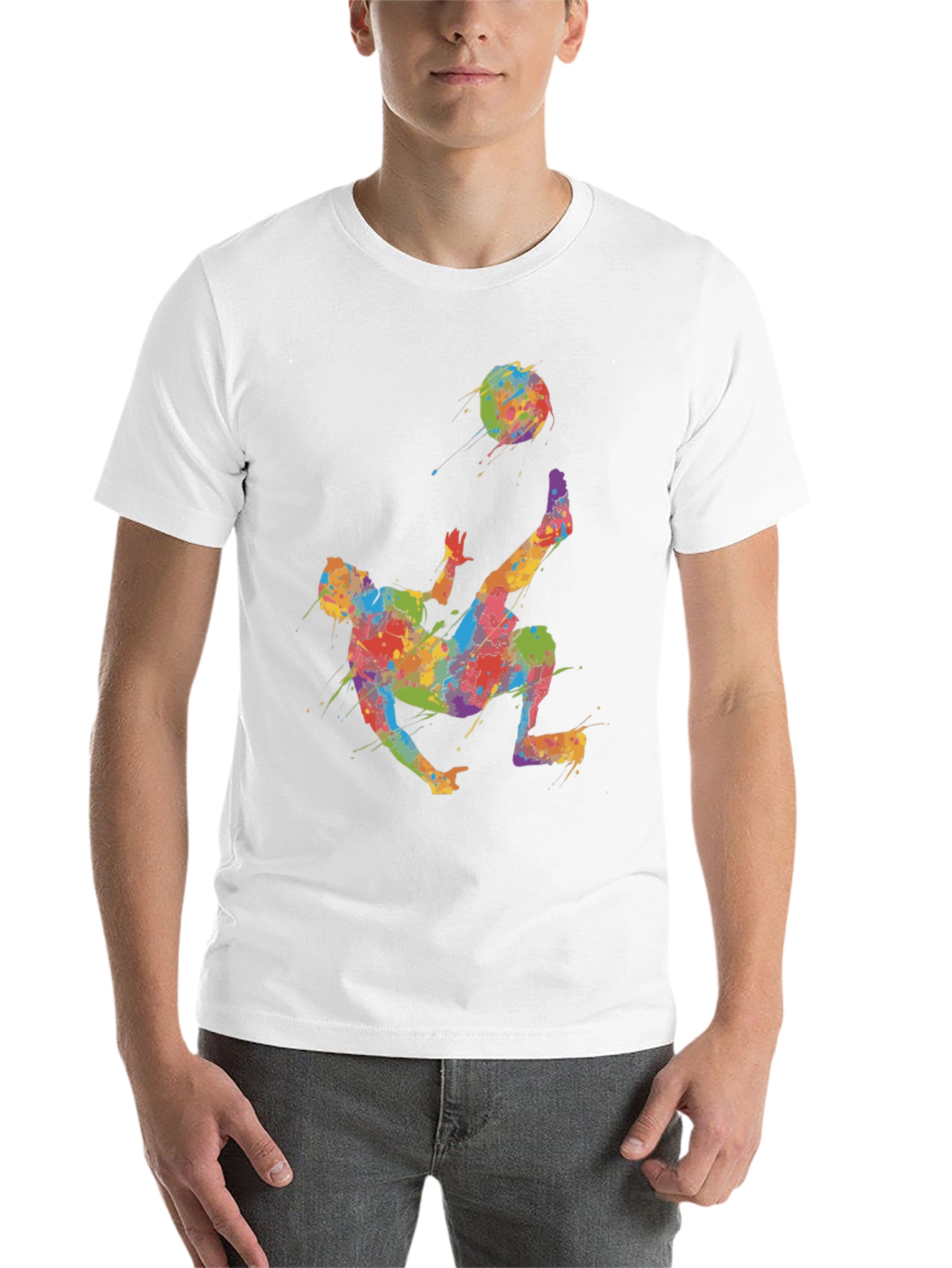 Black Colorful Soccer Kick T-Shirt - Unique Design view 14