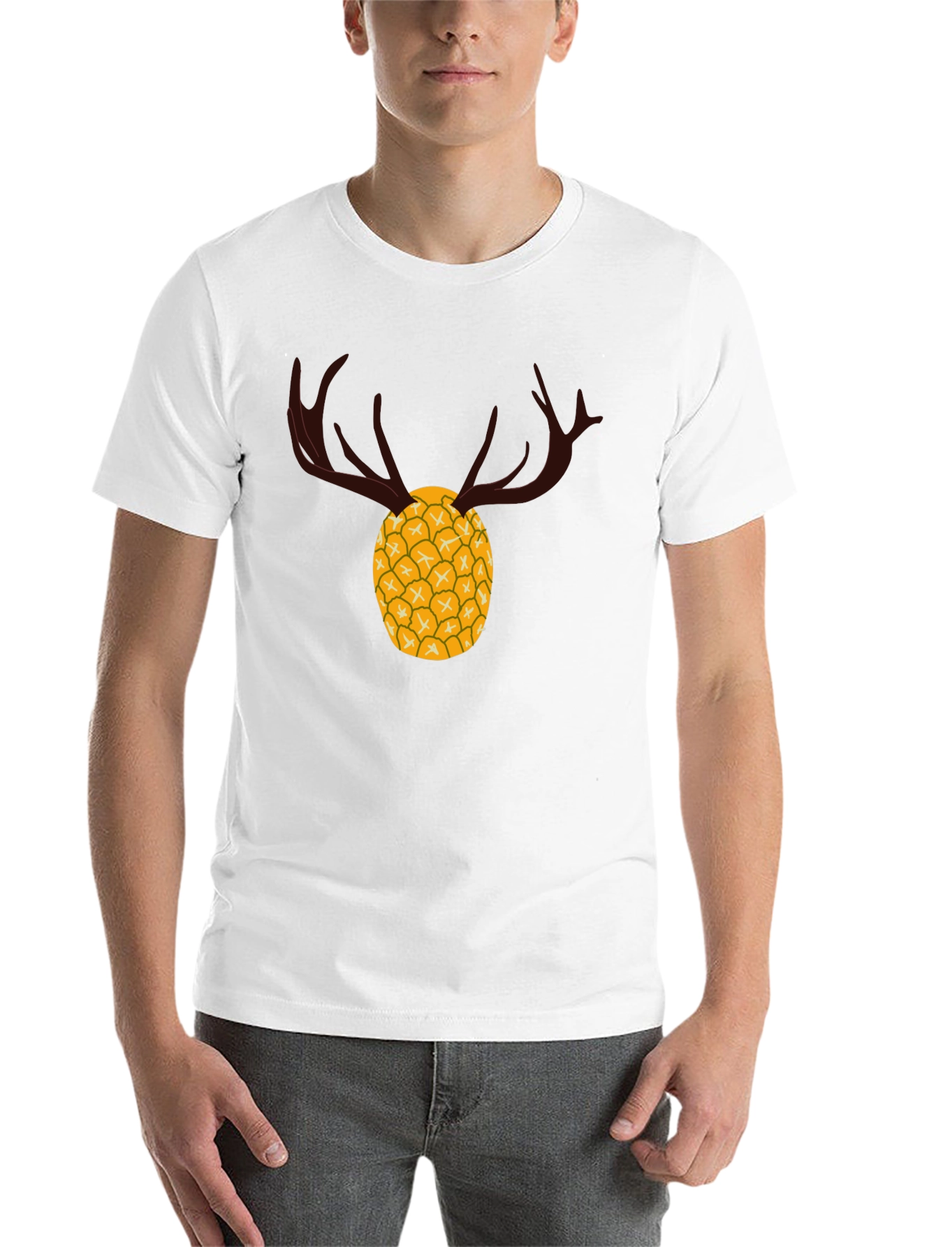 Black Pineapple Deer Graphic Tee - Unique Black T-Shirt view 14