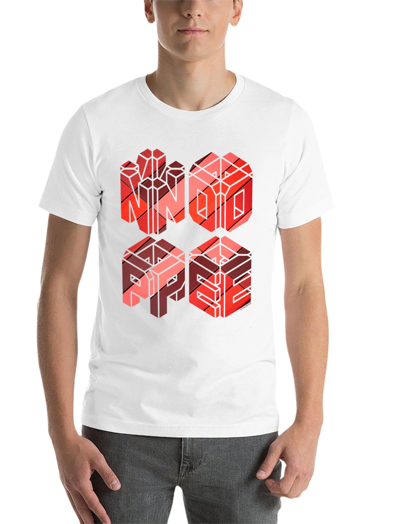 Black Geometric Word Art T-Shirt - NINO, ABPE Design view 14