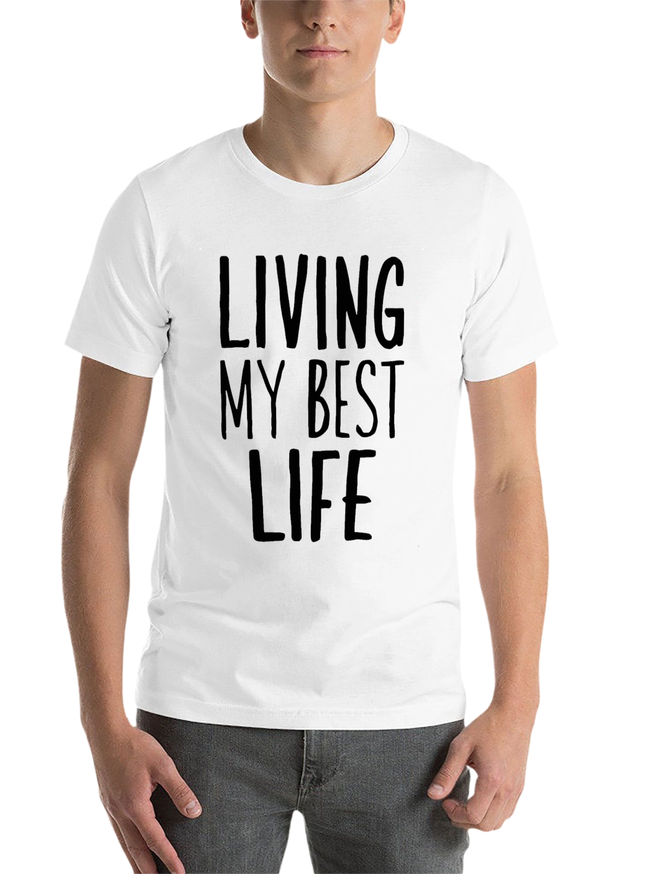 Black Living My Best Life Tee - Black Crew Neck T-Shirt view 14