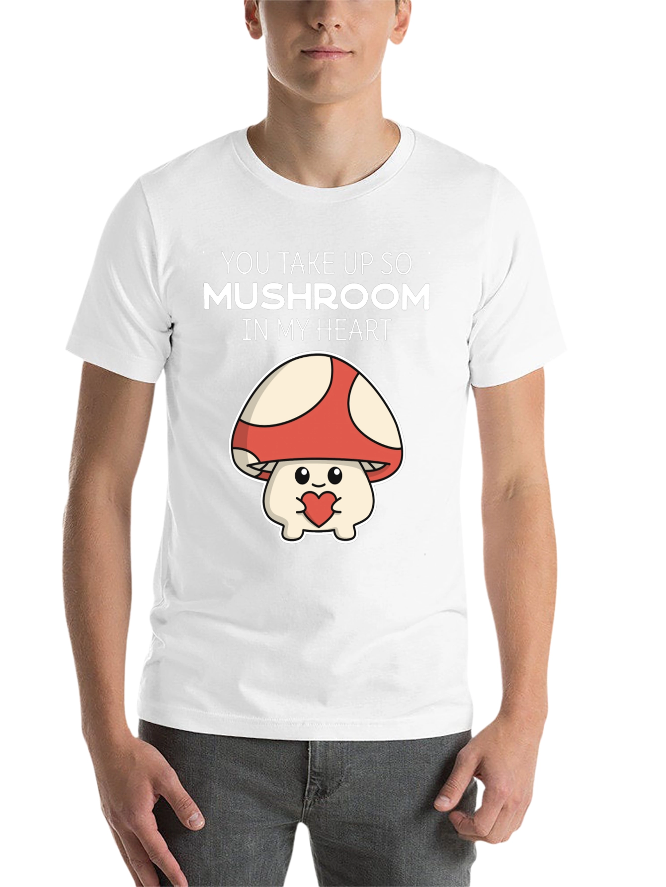 Black Mushroom Heart T-Shirt - You Take Up So Mushroom view 14