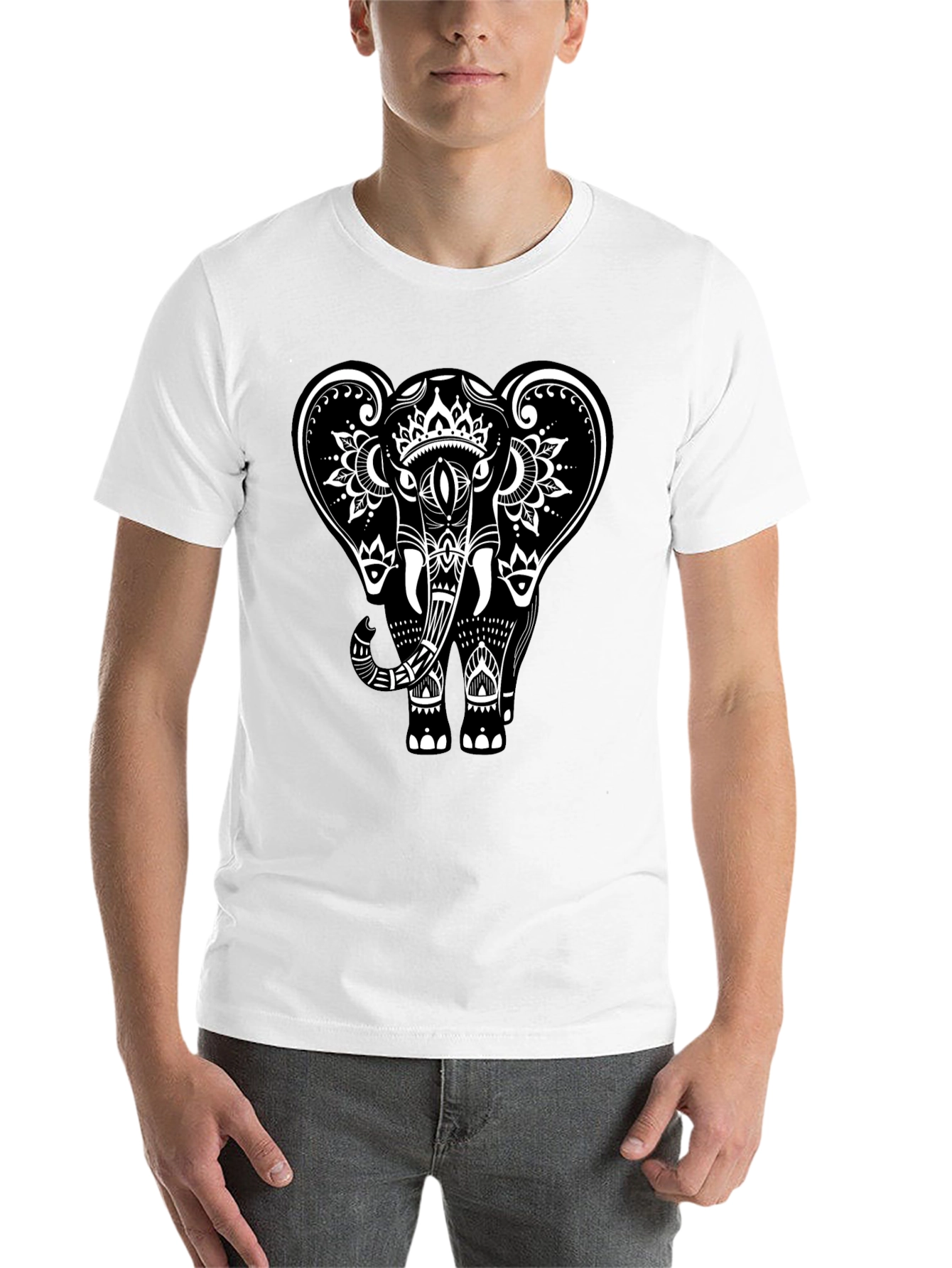 Black Black Elephant Graphic Tee - Stylish Men's Casual Wear view 14