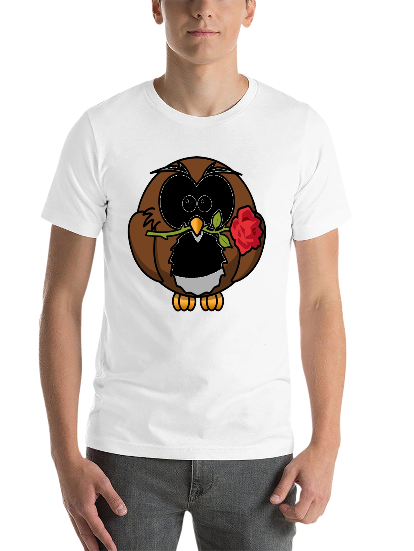Black Owl with Rose Graphic T-Shirt - Black view 14